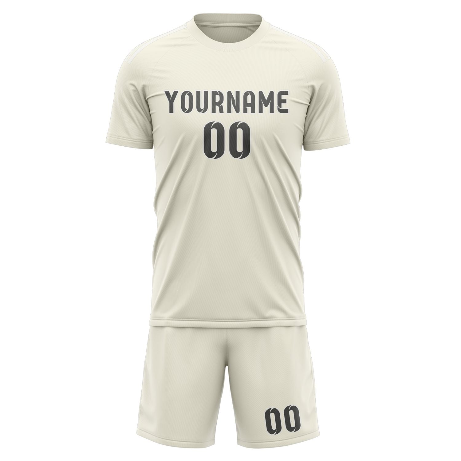 Maßgeschneidertes Professionelles Beige Dunkelgrau Fußballtrikot-Set