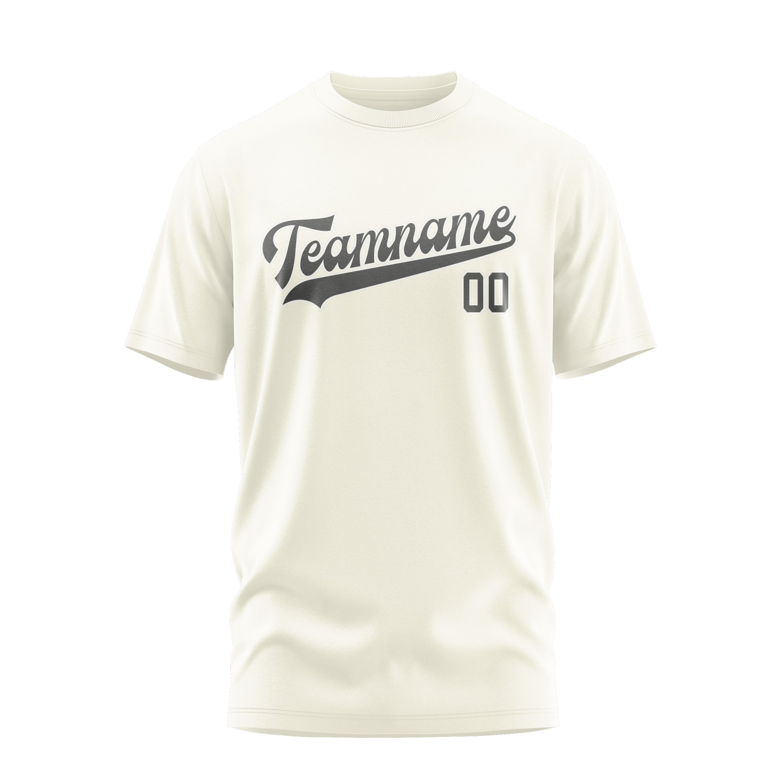 Maßgeschneidertes Beige Dunkelgrau T-Shirt