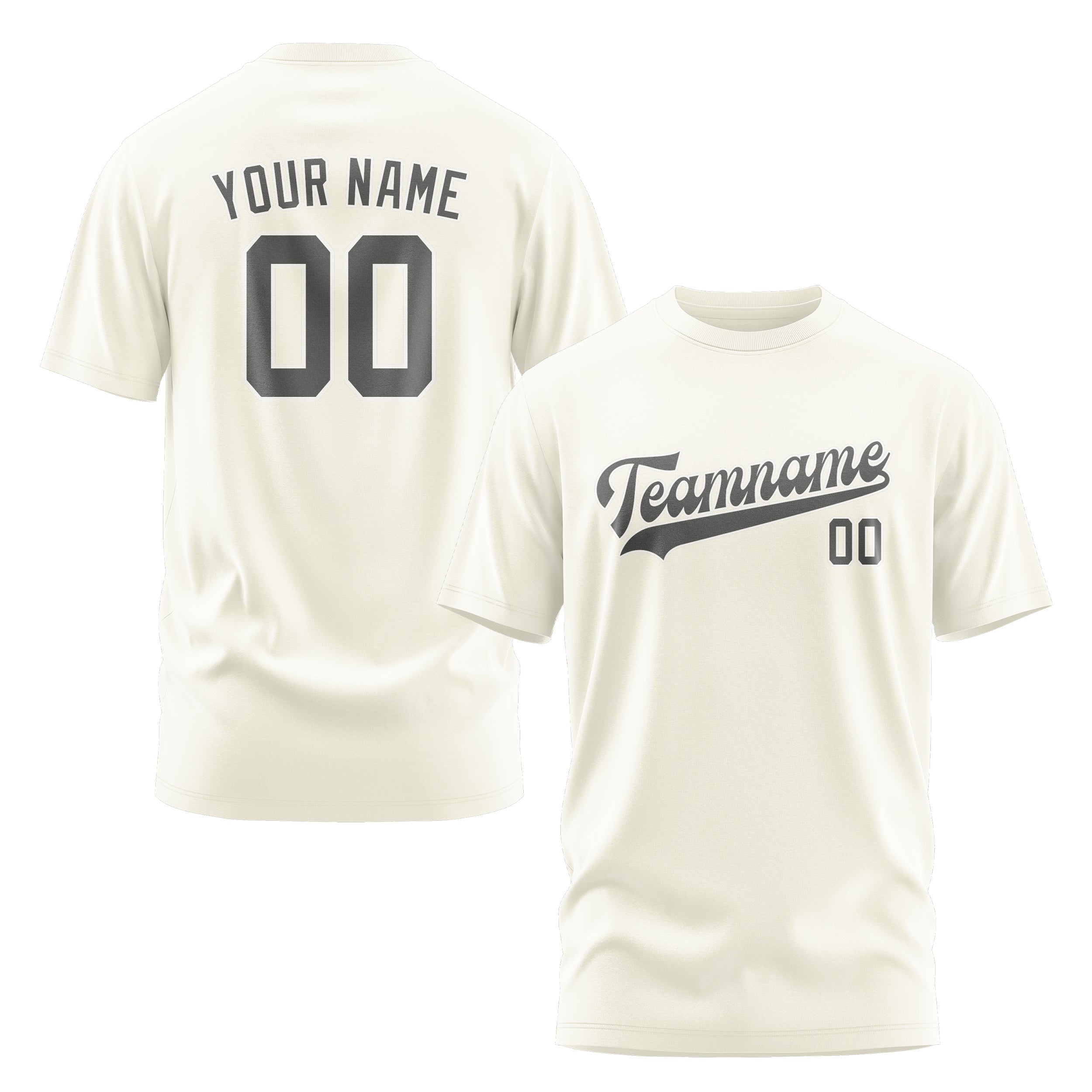 Maßgeschneidertes Beige Dunkelgrau T-Shirt