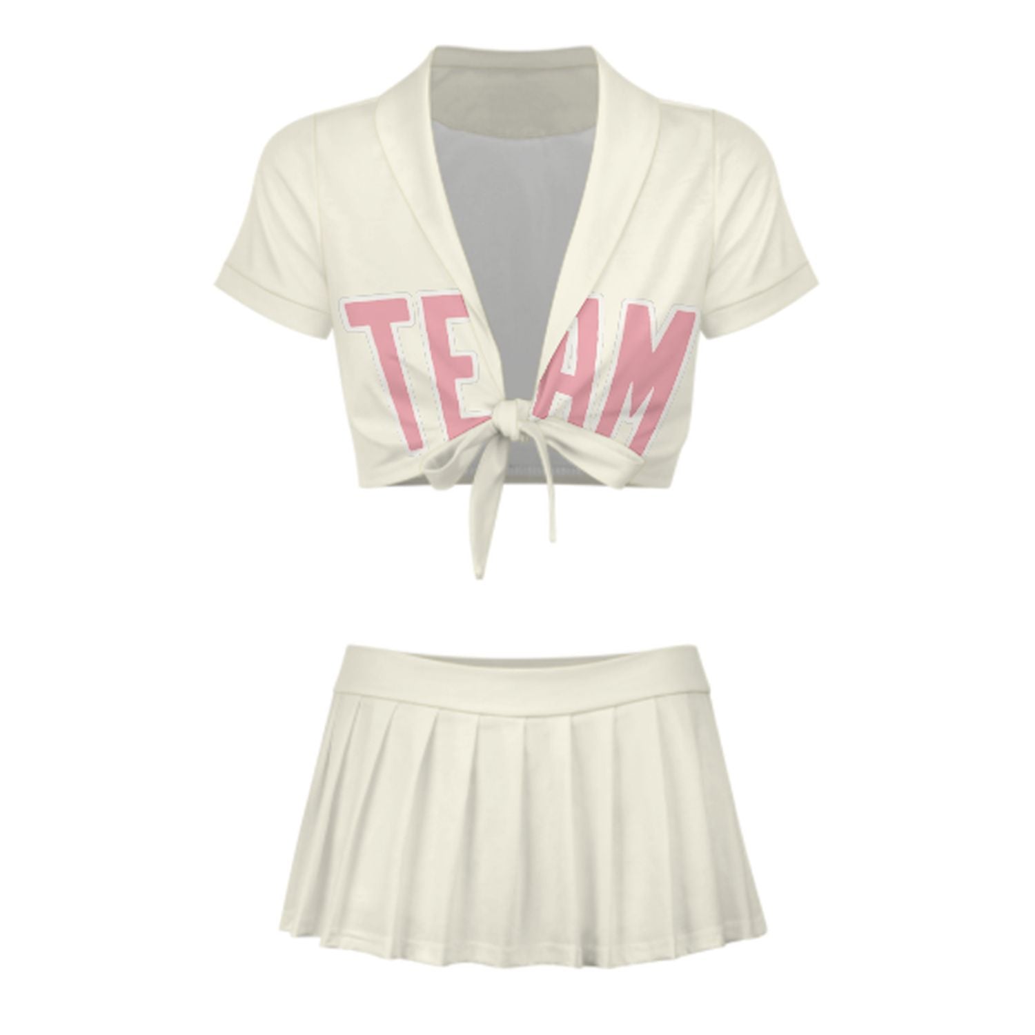 Maßgeschneidertes Beige Rosa Cheerleader Outfit Set