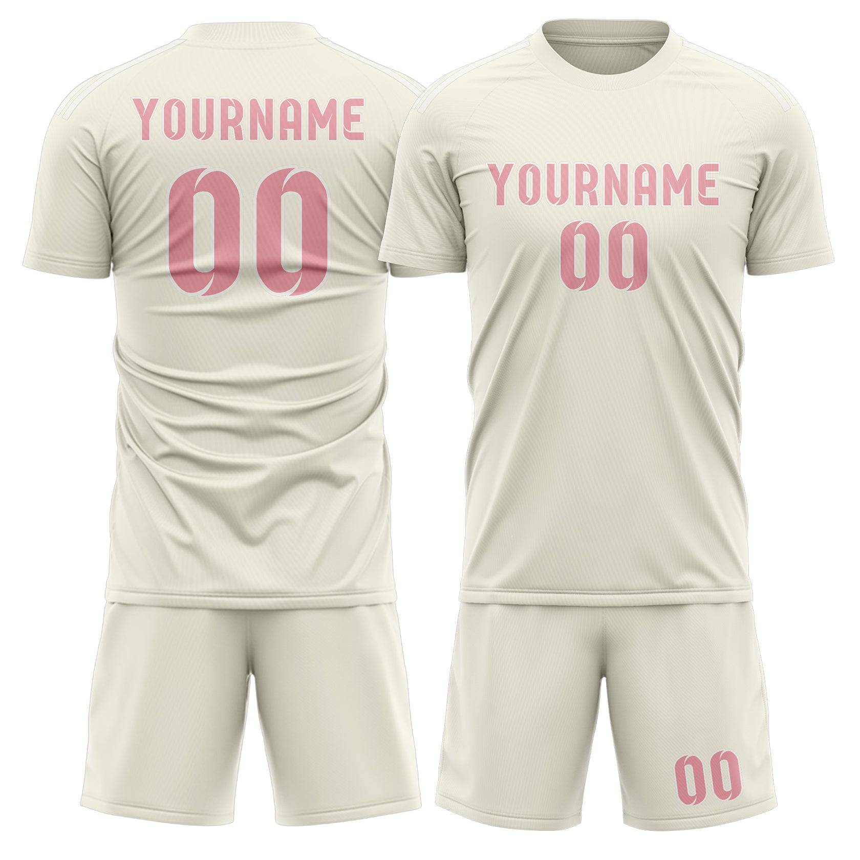 Maßgeschneidertes Professionelles Beige Rosa Fußballtrikot-Set