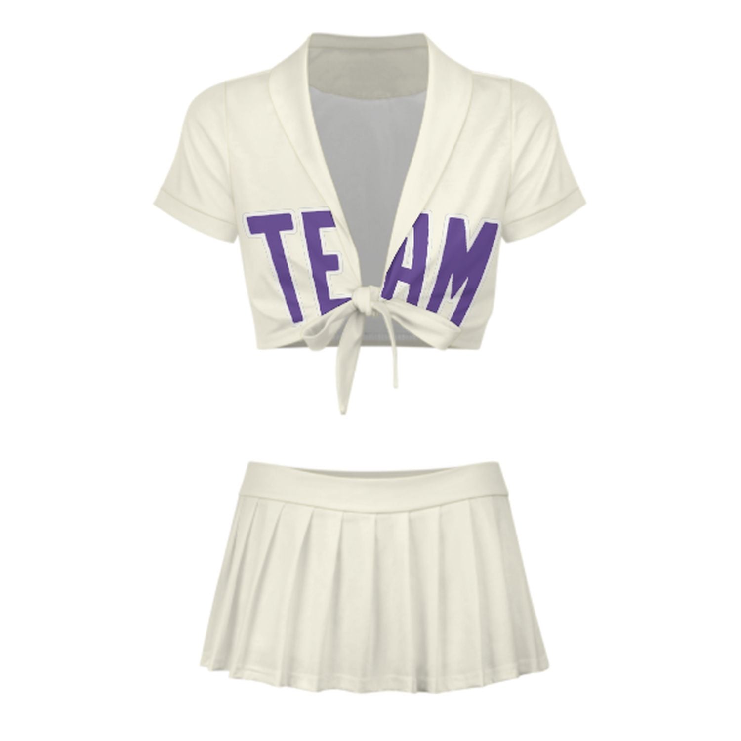 Maßgeschneidertes Beige Lavendel Cheerleader Outfit Set