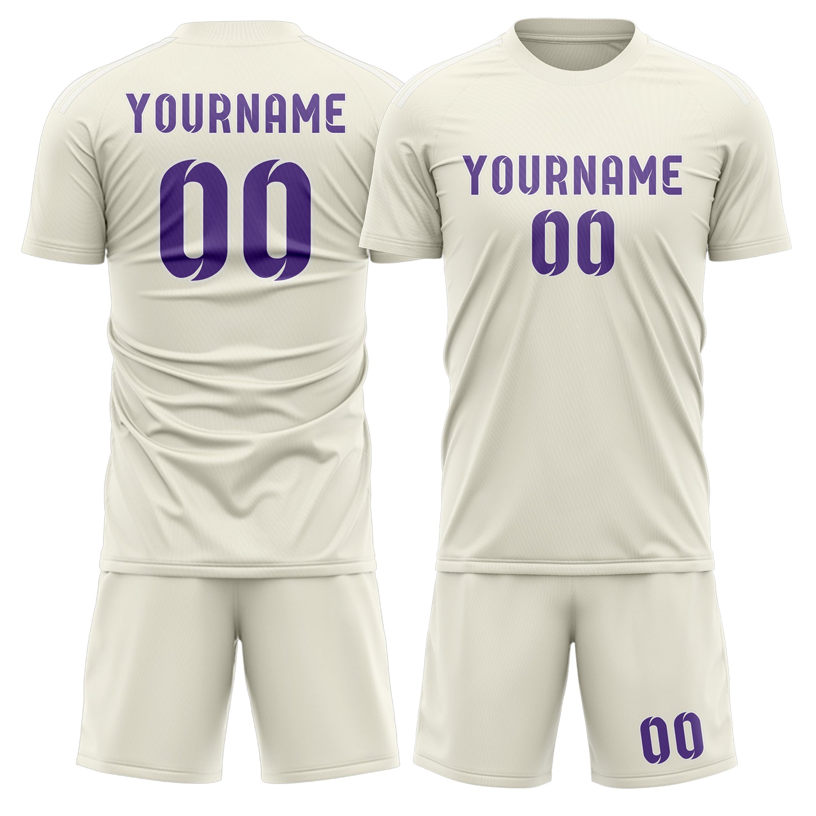 Maßgeschneidertes Professionelles Beige Lavendel Fußballtrikot-Set