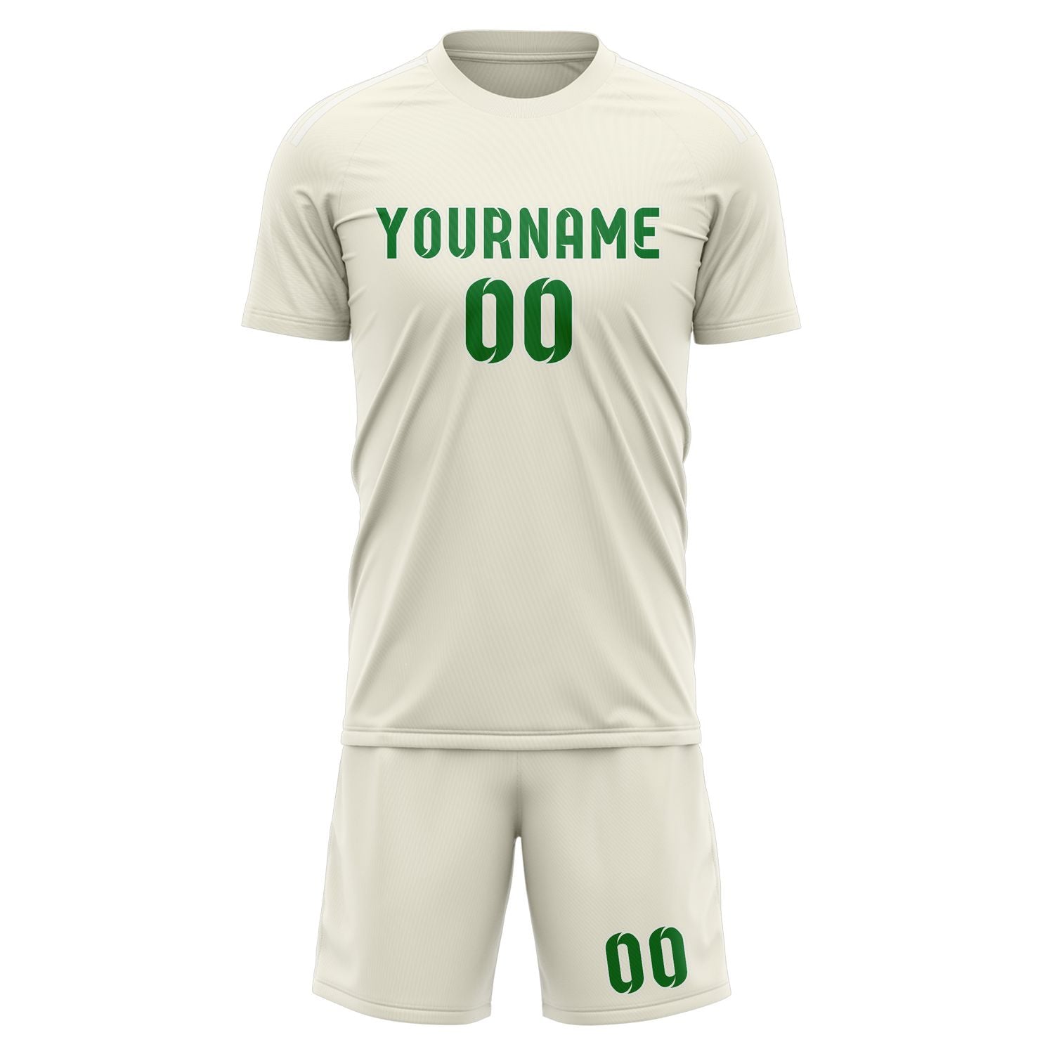 Maßgeschneidertes Professionelles Beige Smaragdgrün Fußballtrikot-Set