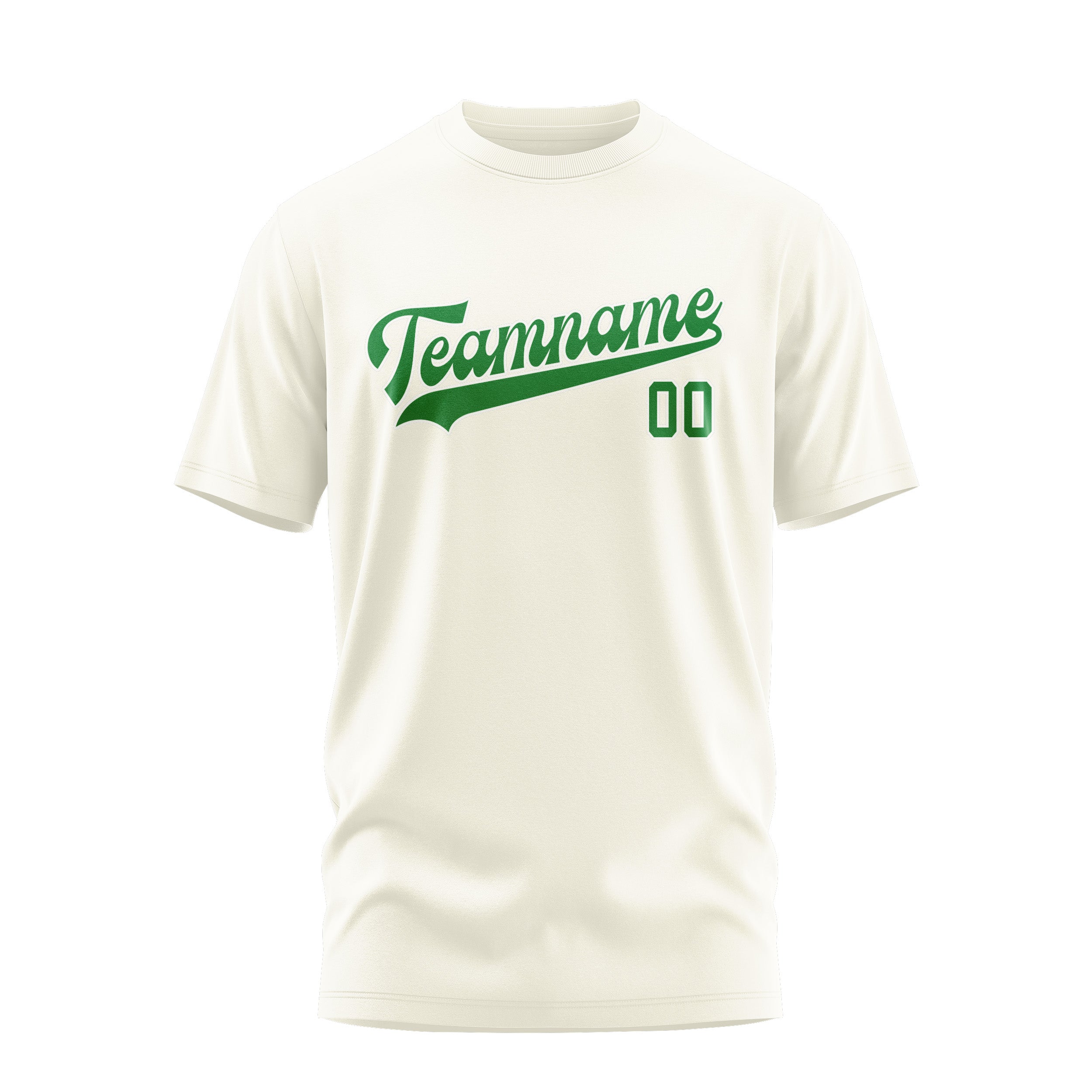 Maßgeschneidertes Beige Smaragdgrün T-Shirt