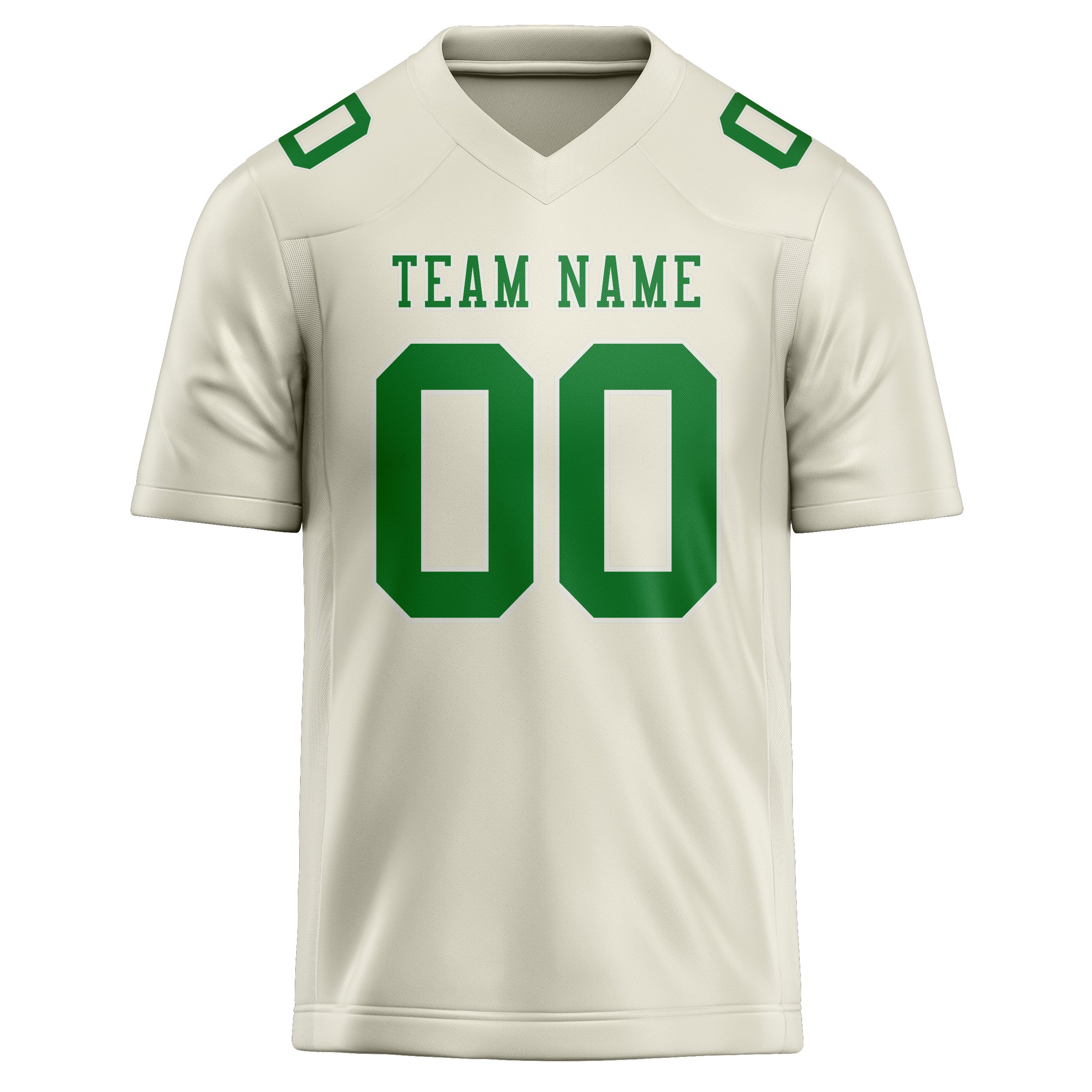 Maillot de rugby professionnel beige vert émeraude sur mesure