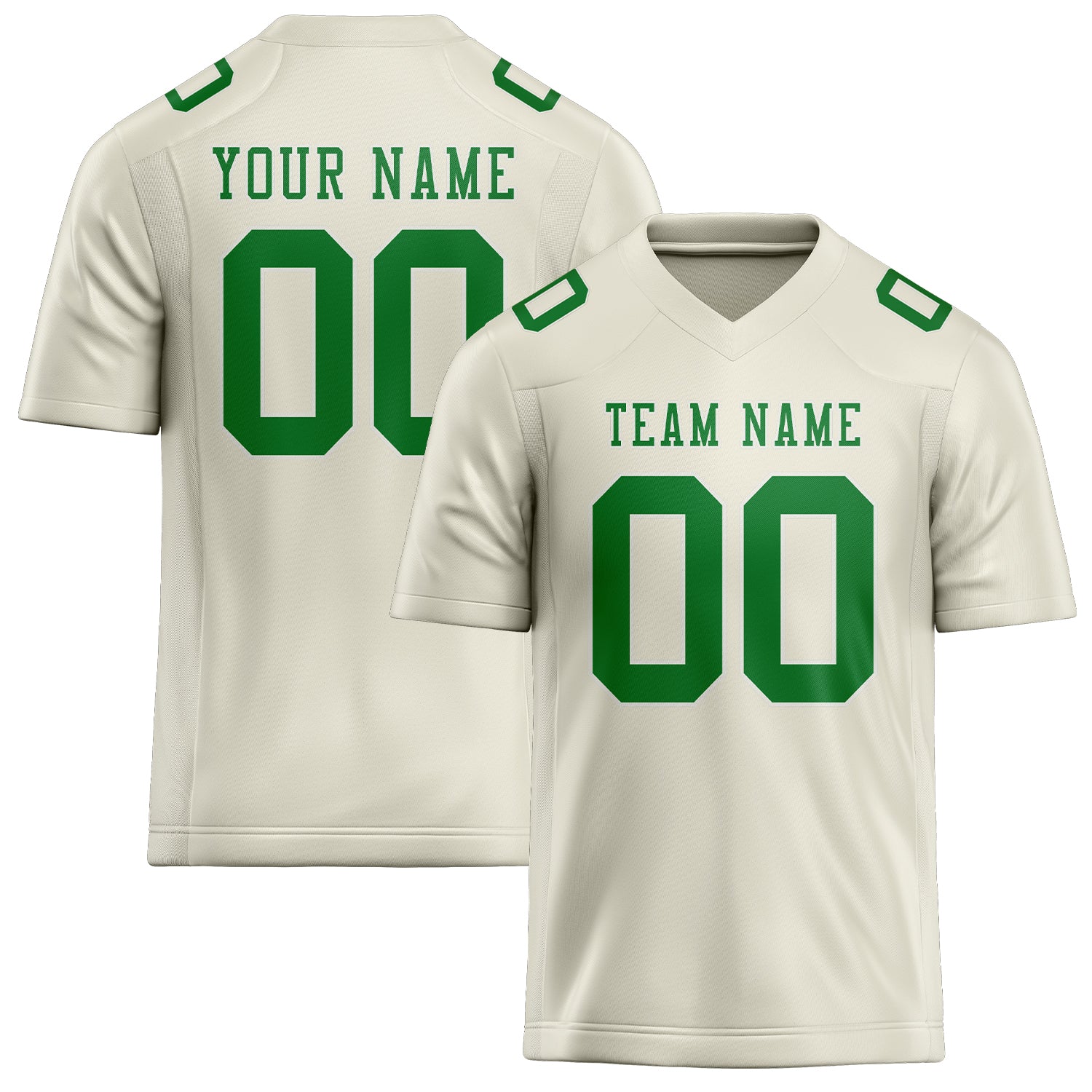 Maillot de rugby professionnel beige vert émeraude sur mesure