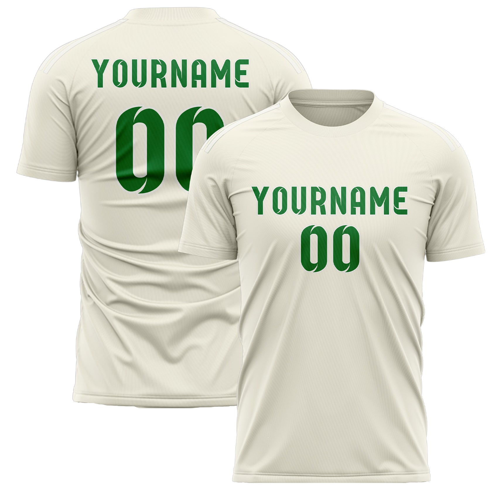 Benutzerdefiniertes Professionelles Beige Smaragdgrün Fußballtrikot