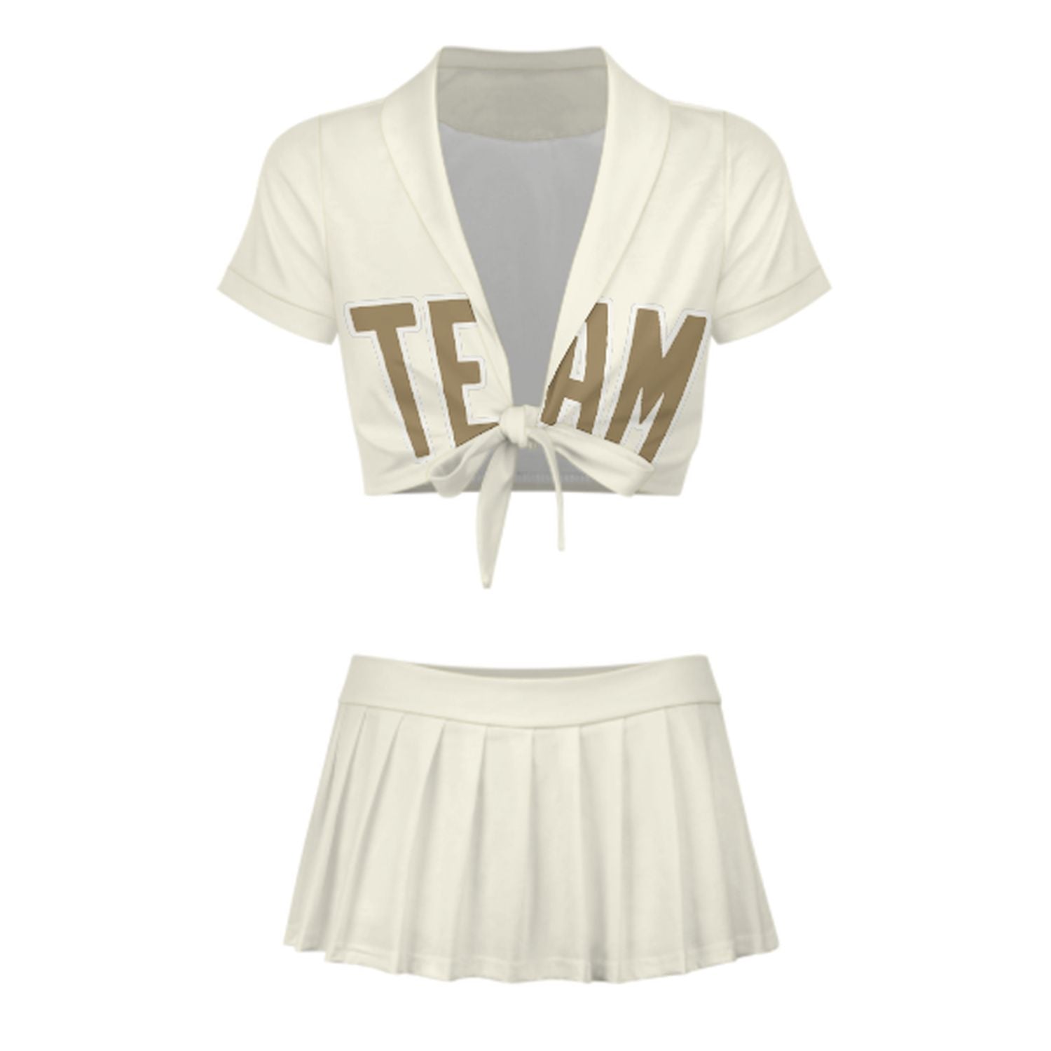 Maßgeschneidertes Beige Hellkhaki Cheerleader Outfit Set