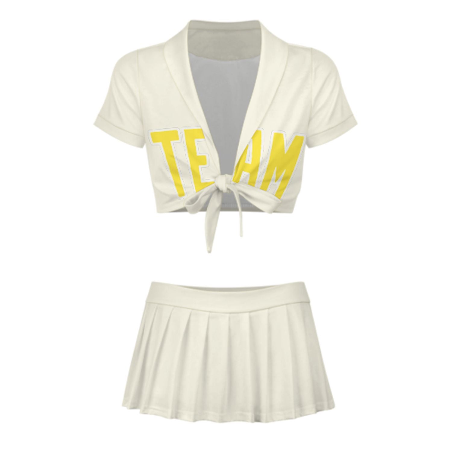 Maßgeschneidertes Beige Blassgelb Cheerleader Outfit Set