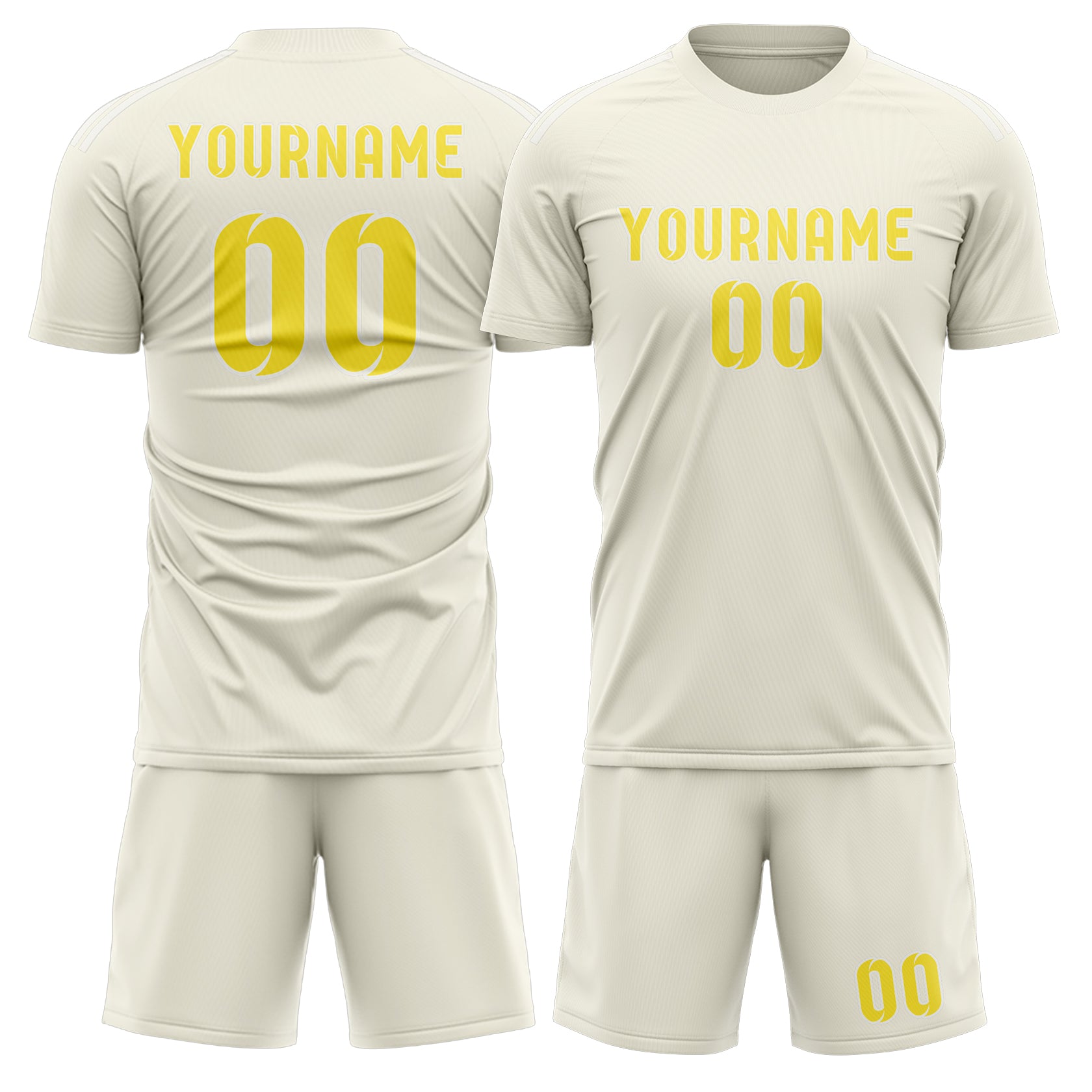 Maßgeschneidertes Professionelles Beige Blassgelb Fußballtrikot-Set