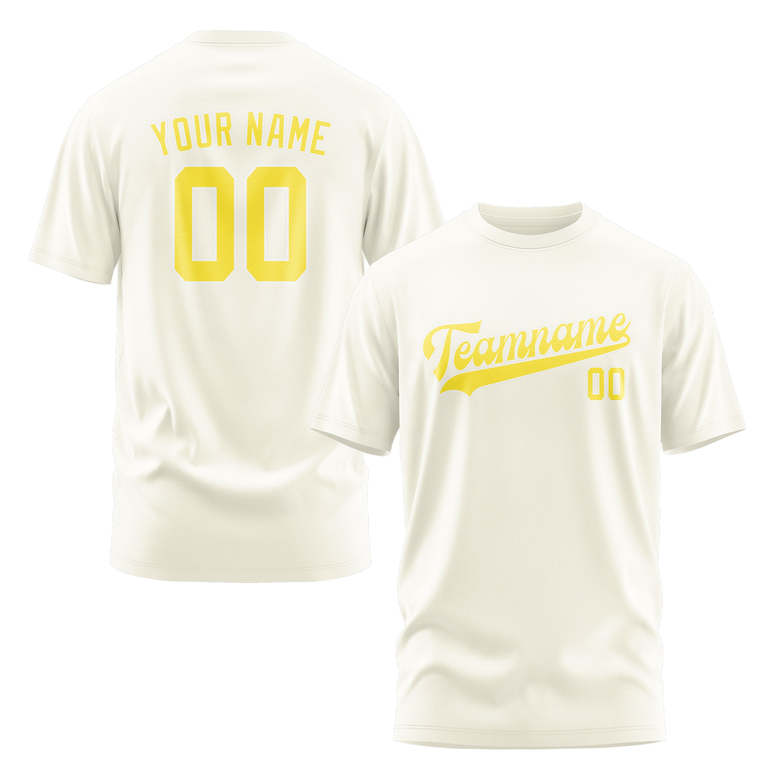 Maßgeschneidertes Beige Blassgelb T-Shirt