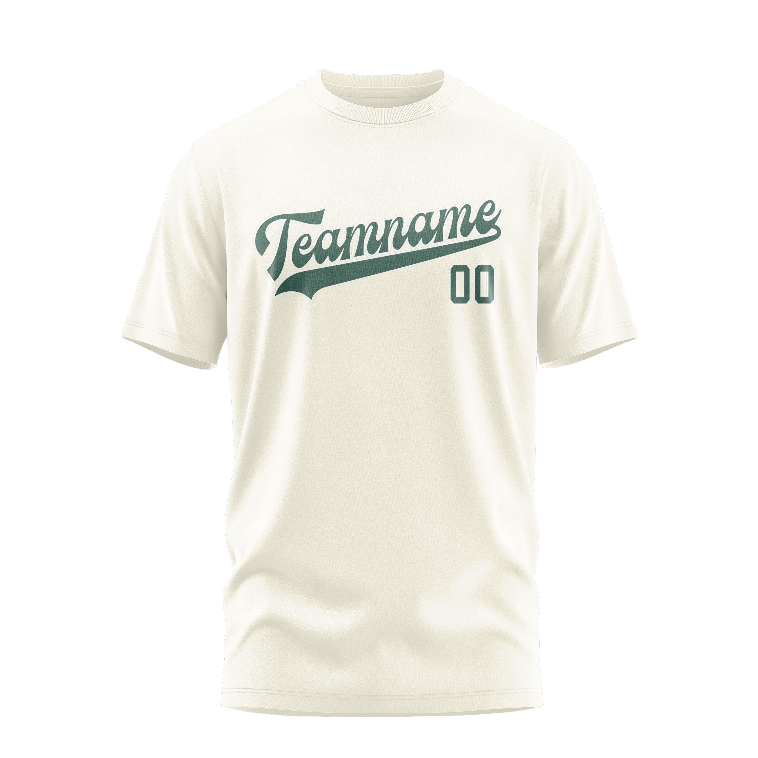 Maßgeschneidertes Beige Blaugrün T-Shirt