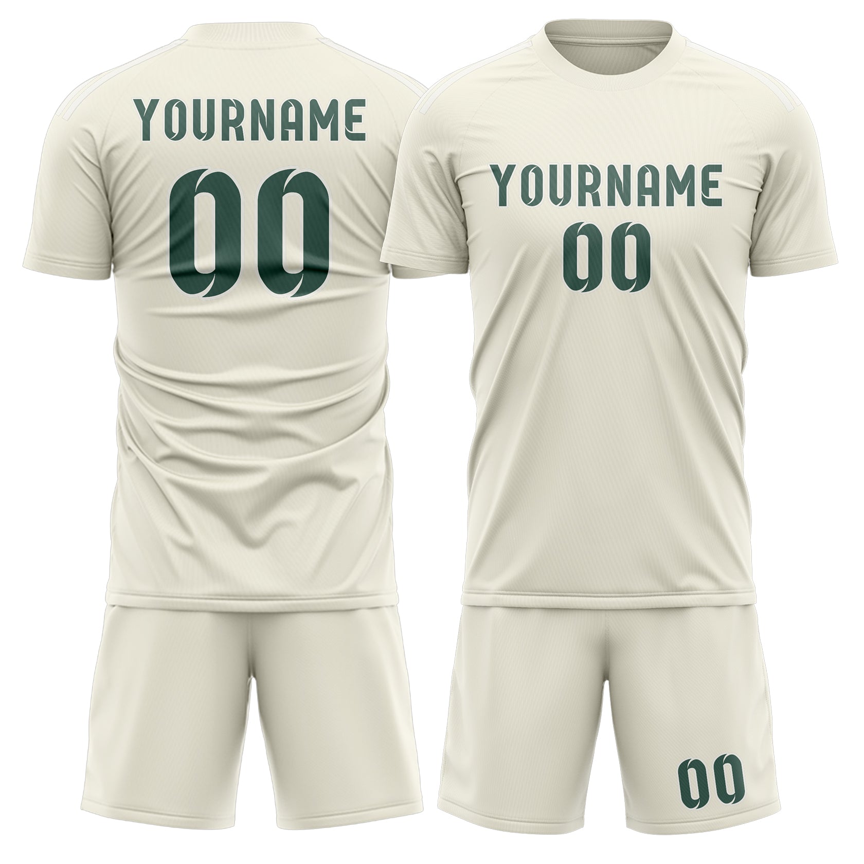 Maßgeschneidertes Professionelles Beige Blaugrün Fußballtrikot-Set