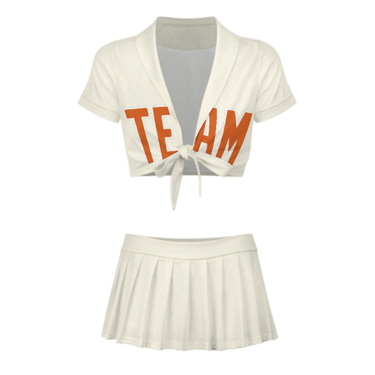 Maßgeschneidertes Beige Orange Cheerleader Outfit Set