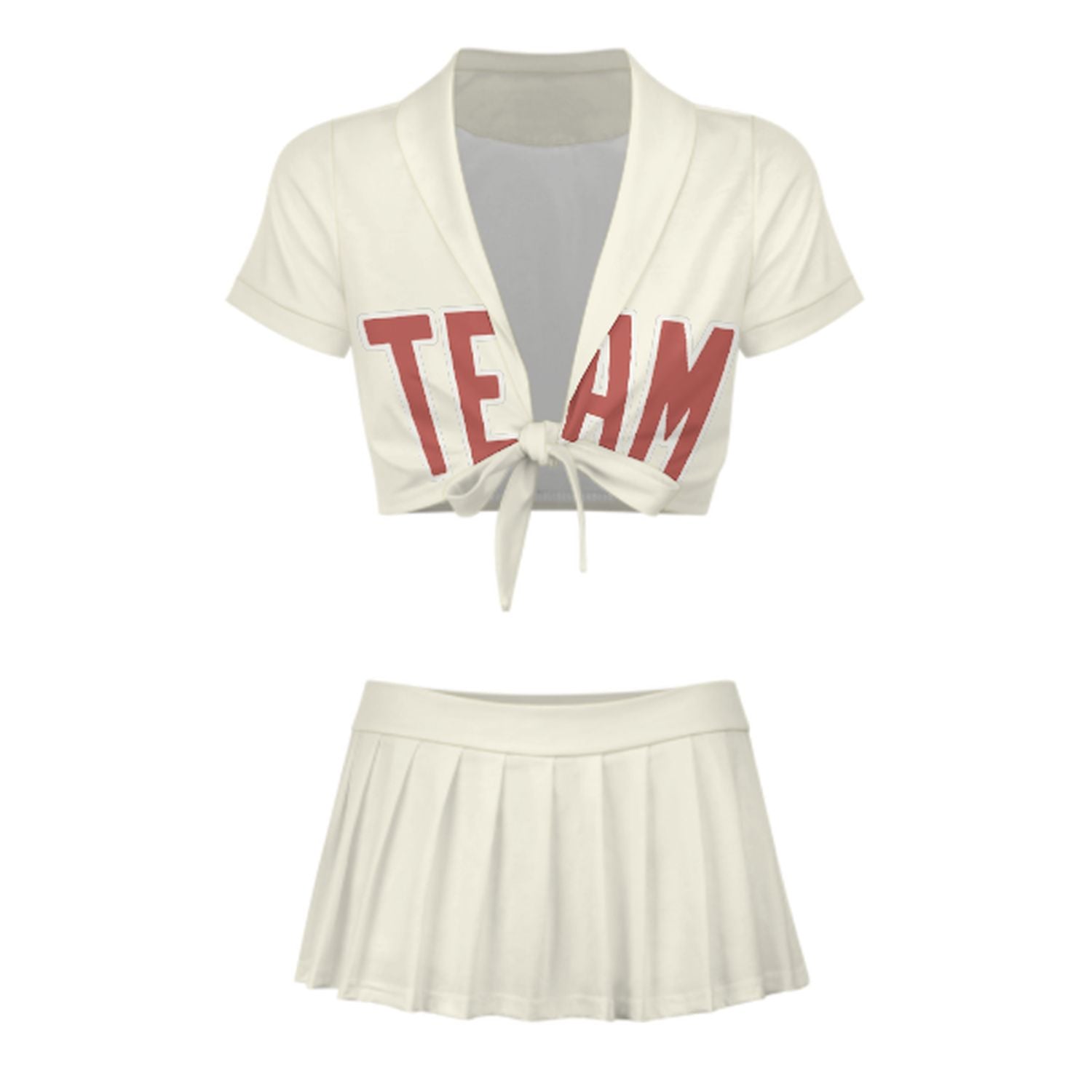 Maßgeschneidertes Beige Kupferrose Cheerleader Outfit Set