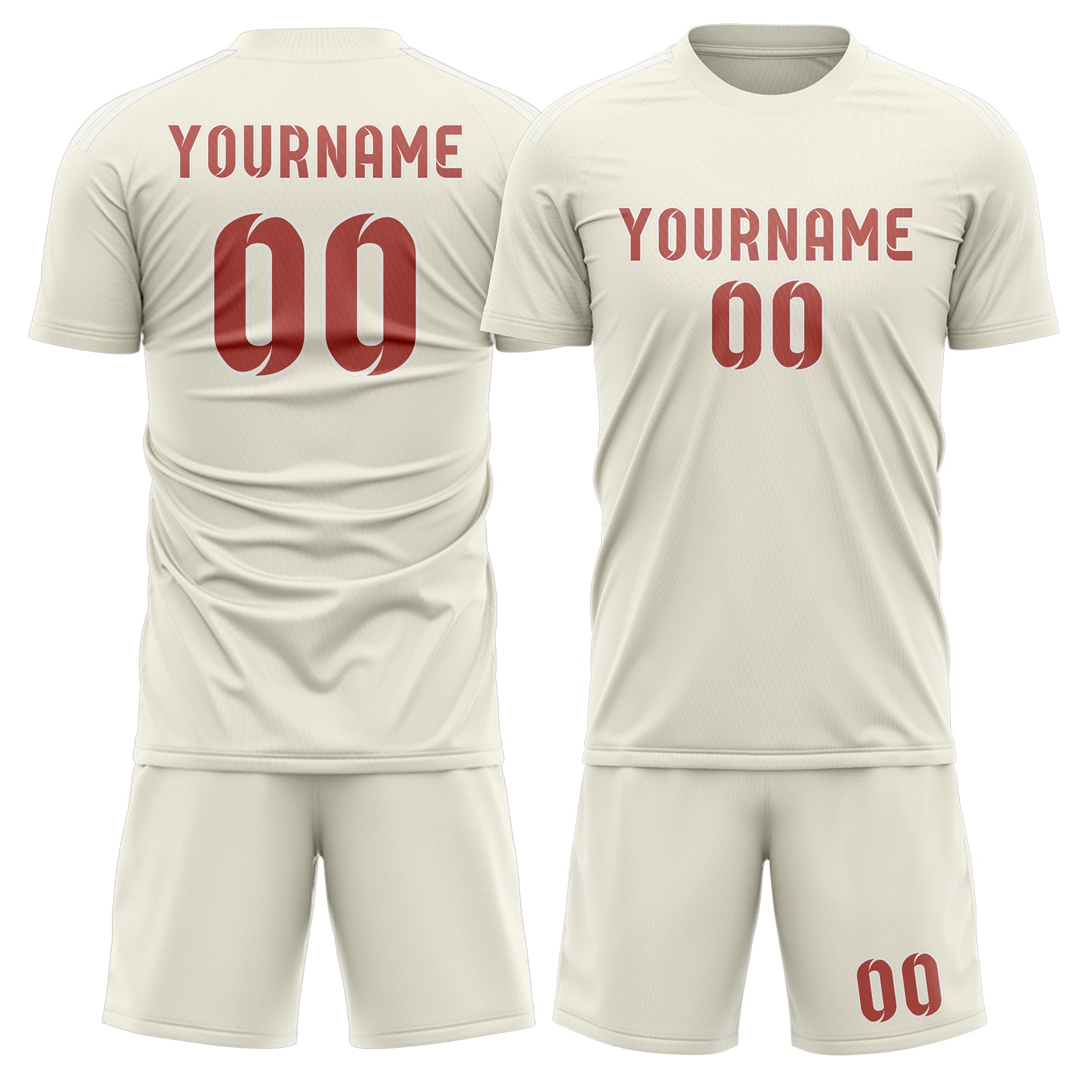 Maßgeschneidertes Professionelles Beige Kupferrose Fußballtrikot-Set