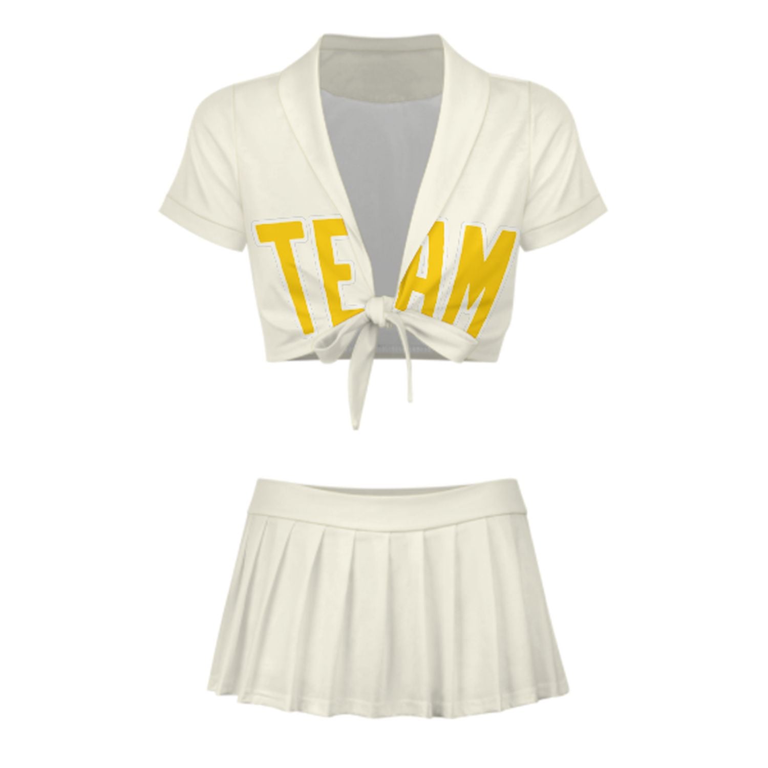 Maßgeschneidertes Beige Gold Cheerleader Outfit Set