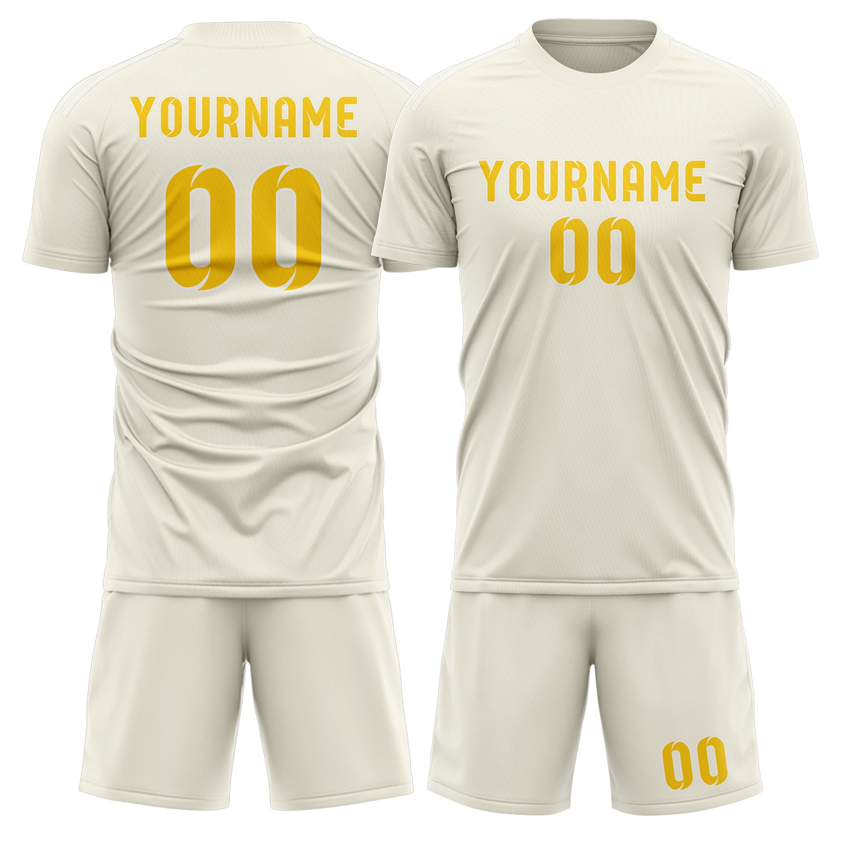 Maßgeschneidertes Professionelles Beige Gold Fußballtrikot-Set