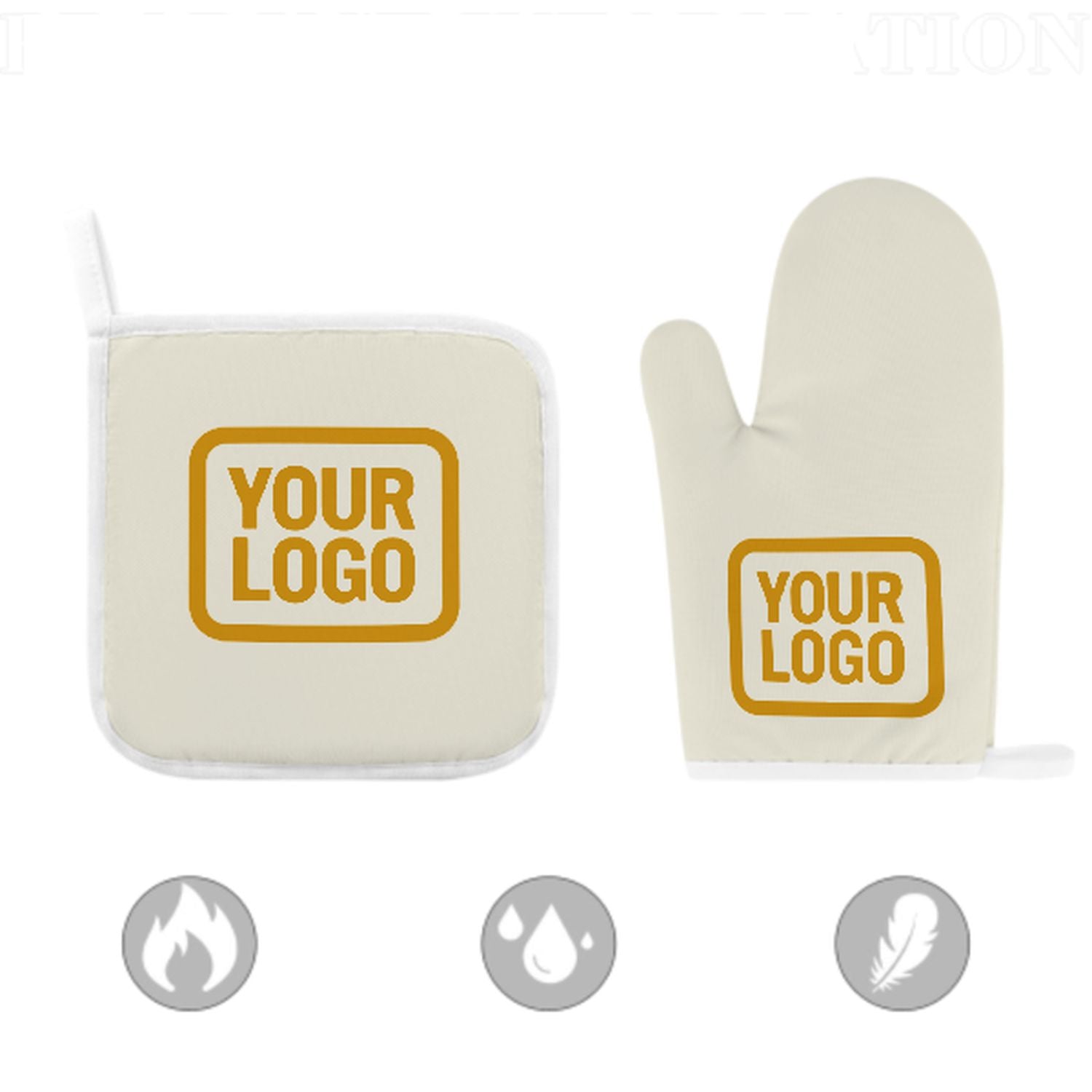 Maßgeschneidertes Beige  Gelb Topfhandschuh Set – 2-teilig
