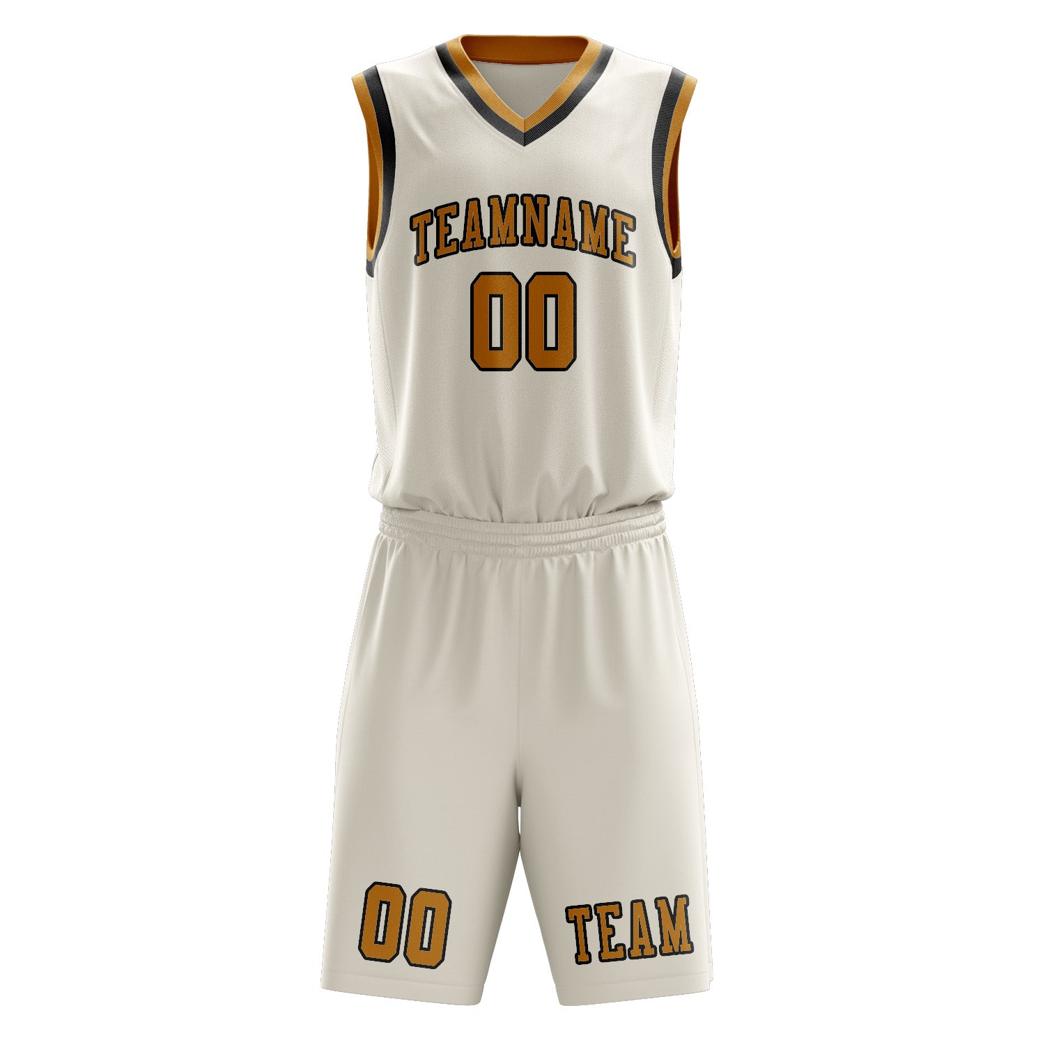 Benutzerdefiniertes Professionelles Beige Gelb Basketballtrikot-Set