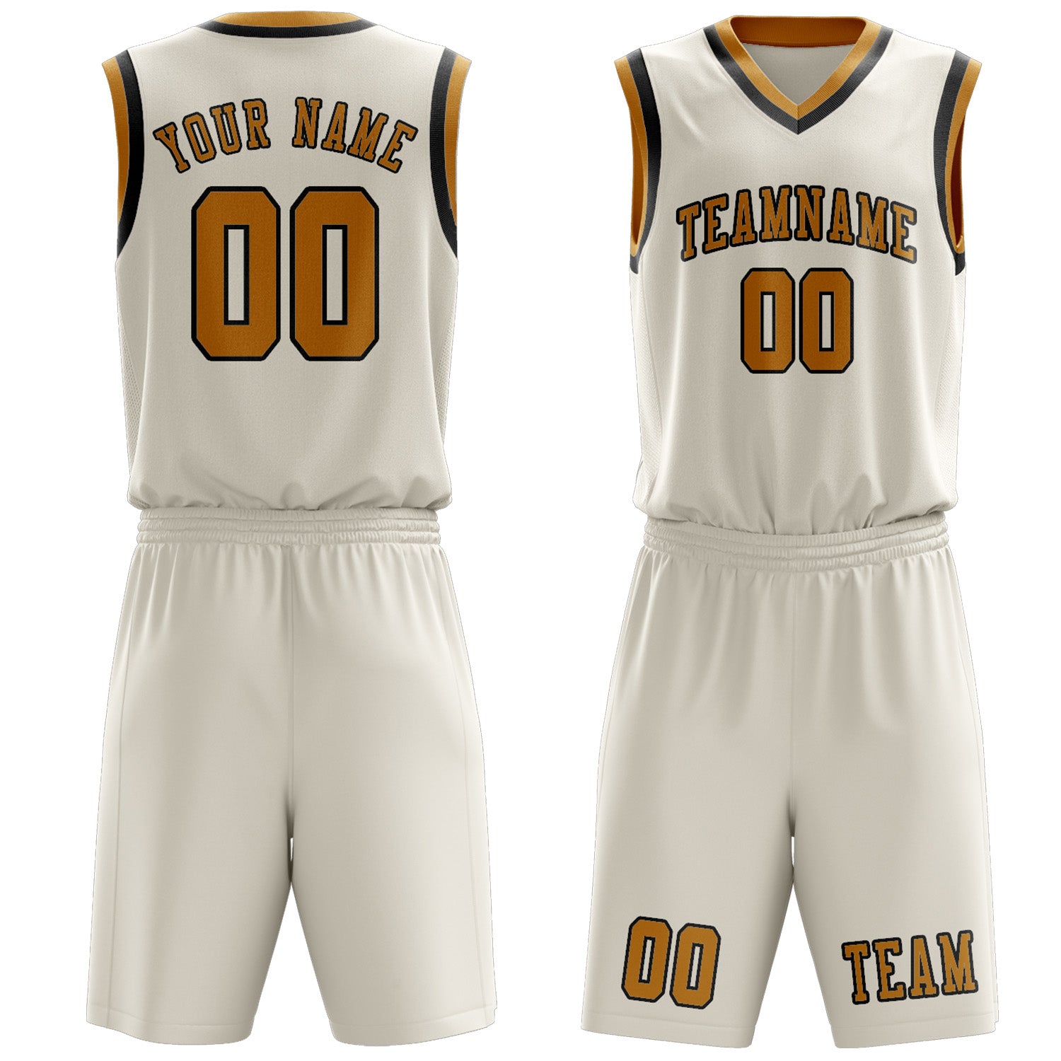 Benutzerdefiniertes Professionelles Beige Gelb Basketballtrikot-Set