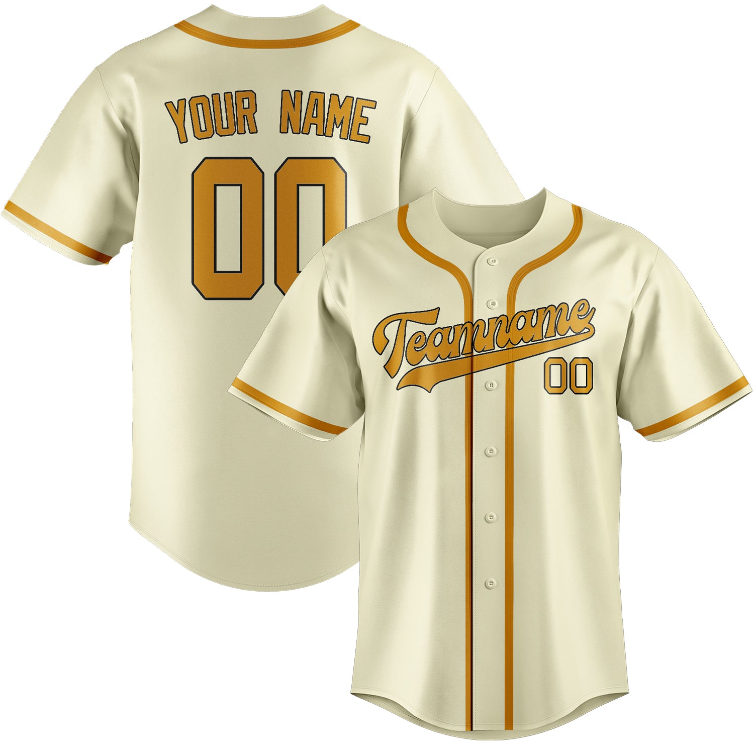 Benutzerdefiniertes Professionelles Beige Gelb Baseballtrikot