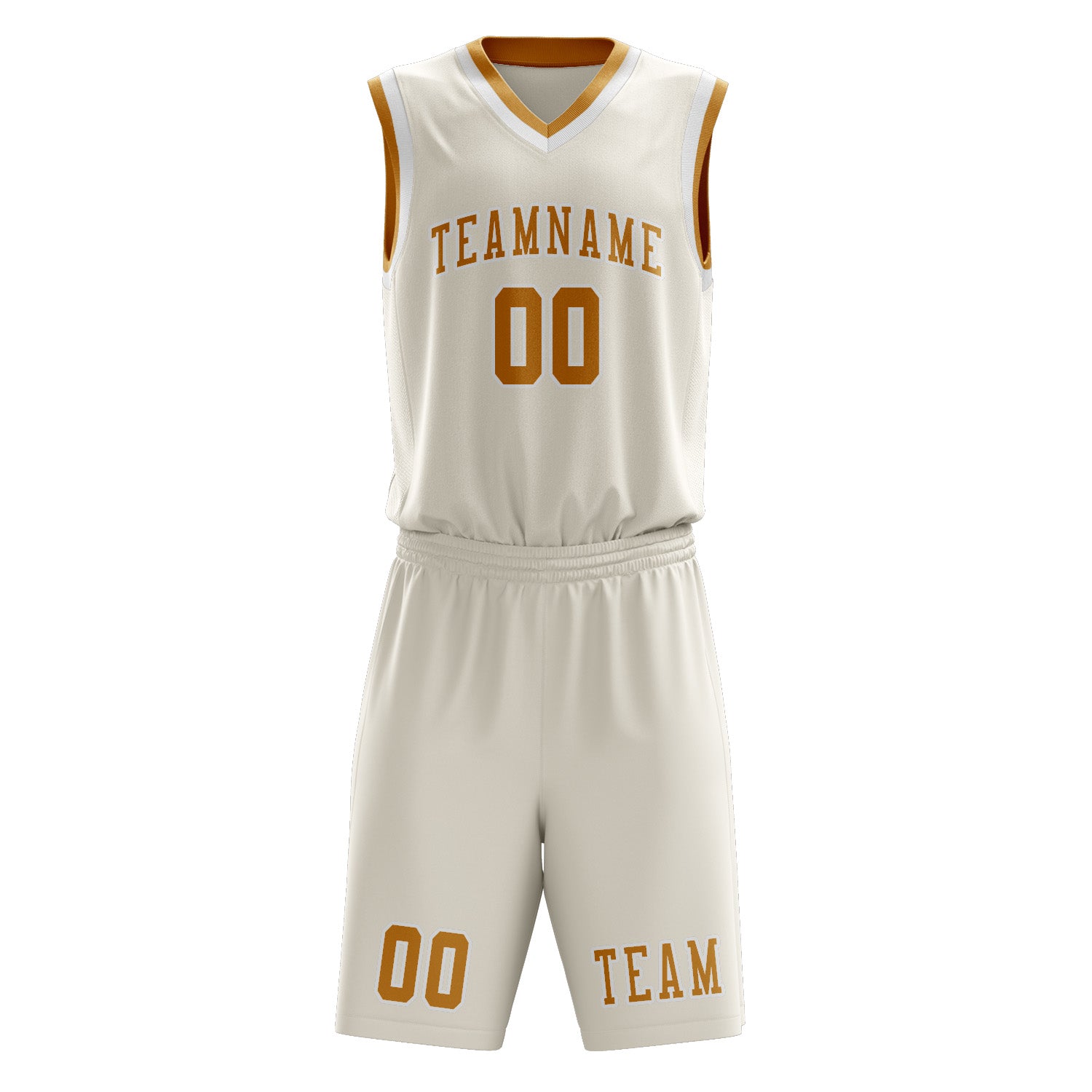 Benutzerdefiniertes Professionelles Beige Gelb Basketballtrikot-Set