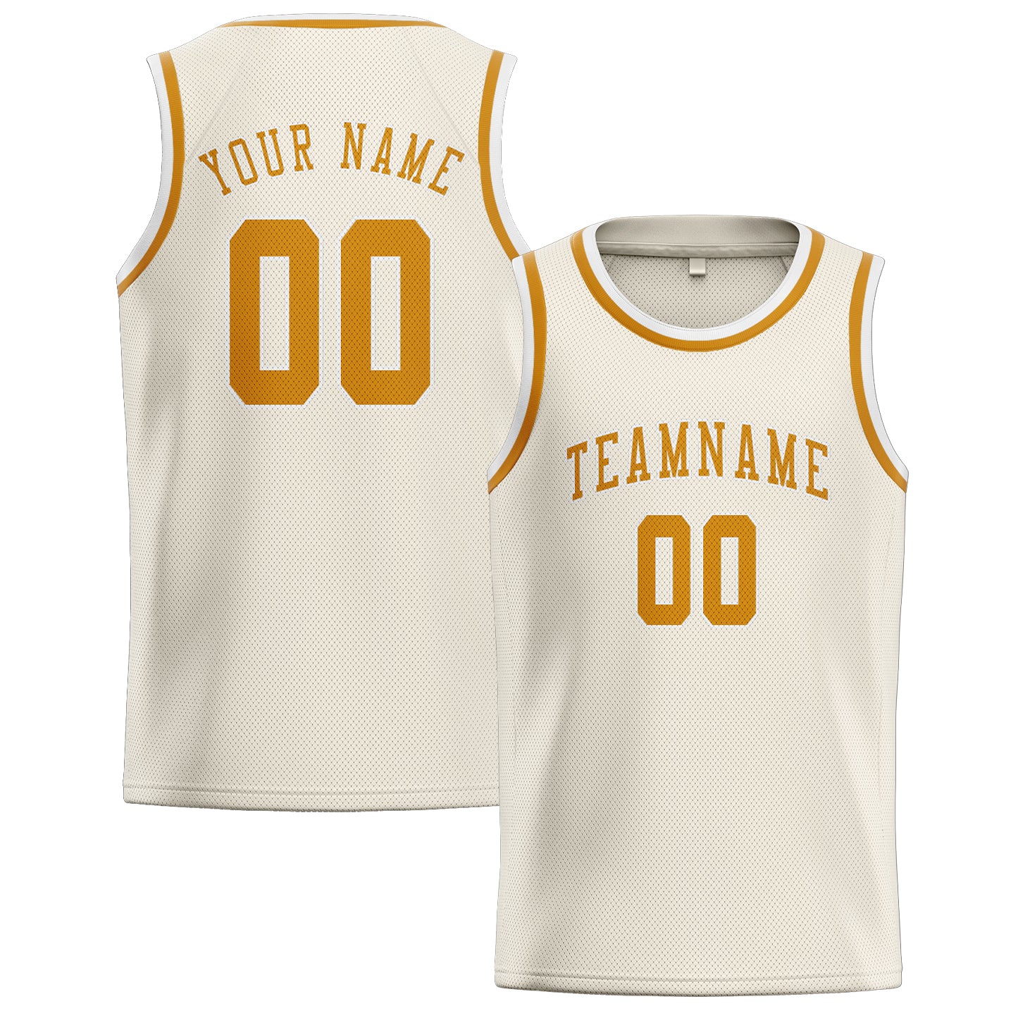 Benutzerdefiniertes Professionelles Beige Gelb Basketballtrikot