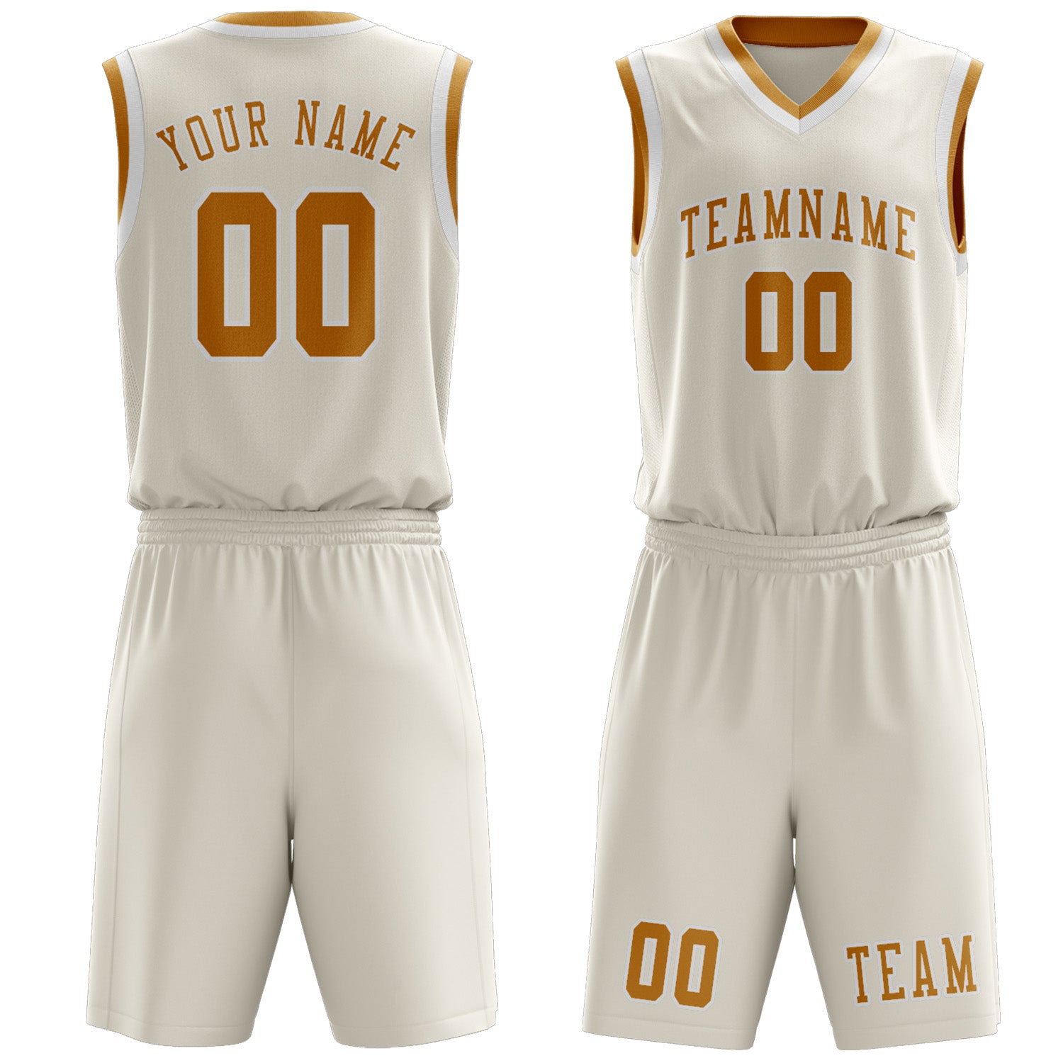 Benutzerdefiniertes Professionelles Beige Gelb Basketballtrikot-Set