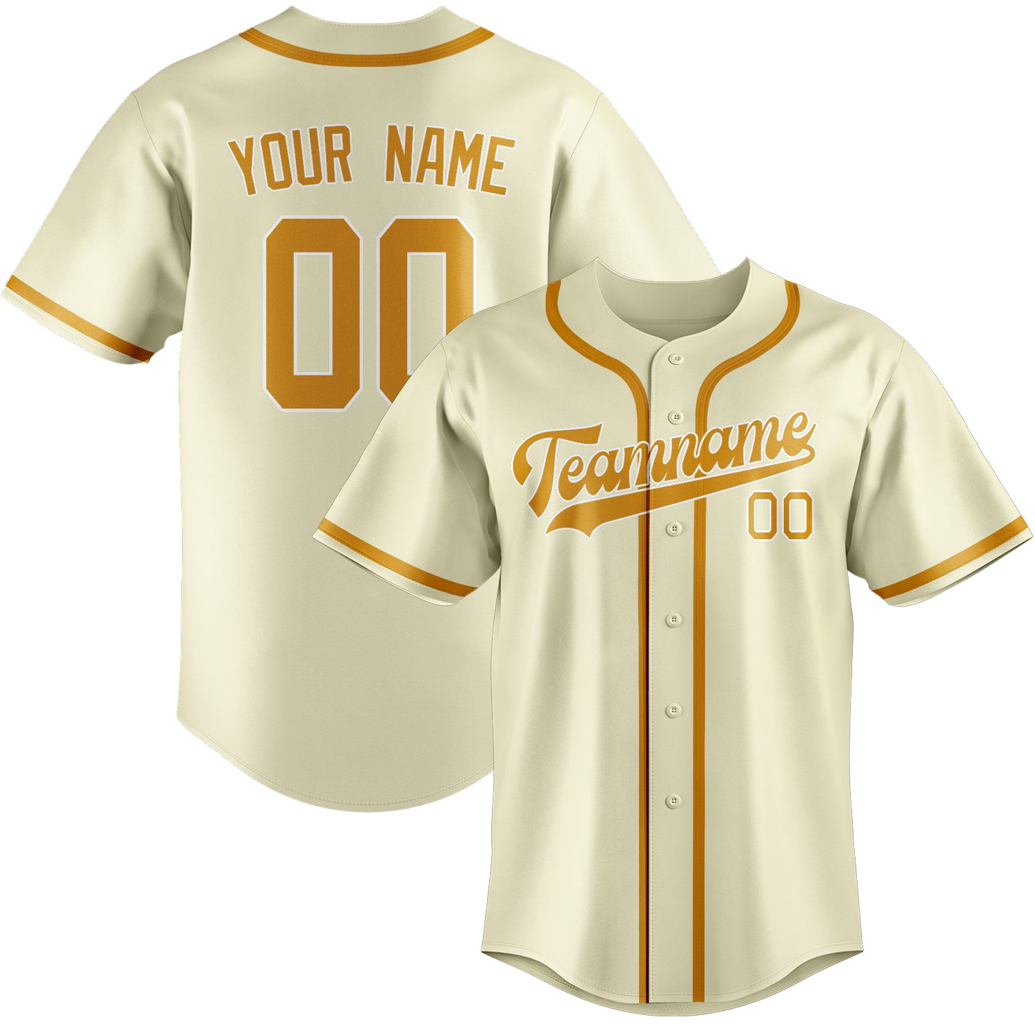 Benutzerdefiniertes Professionelles Beige Gelb Baseballtrikot