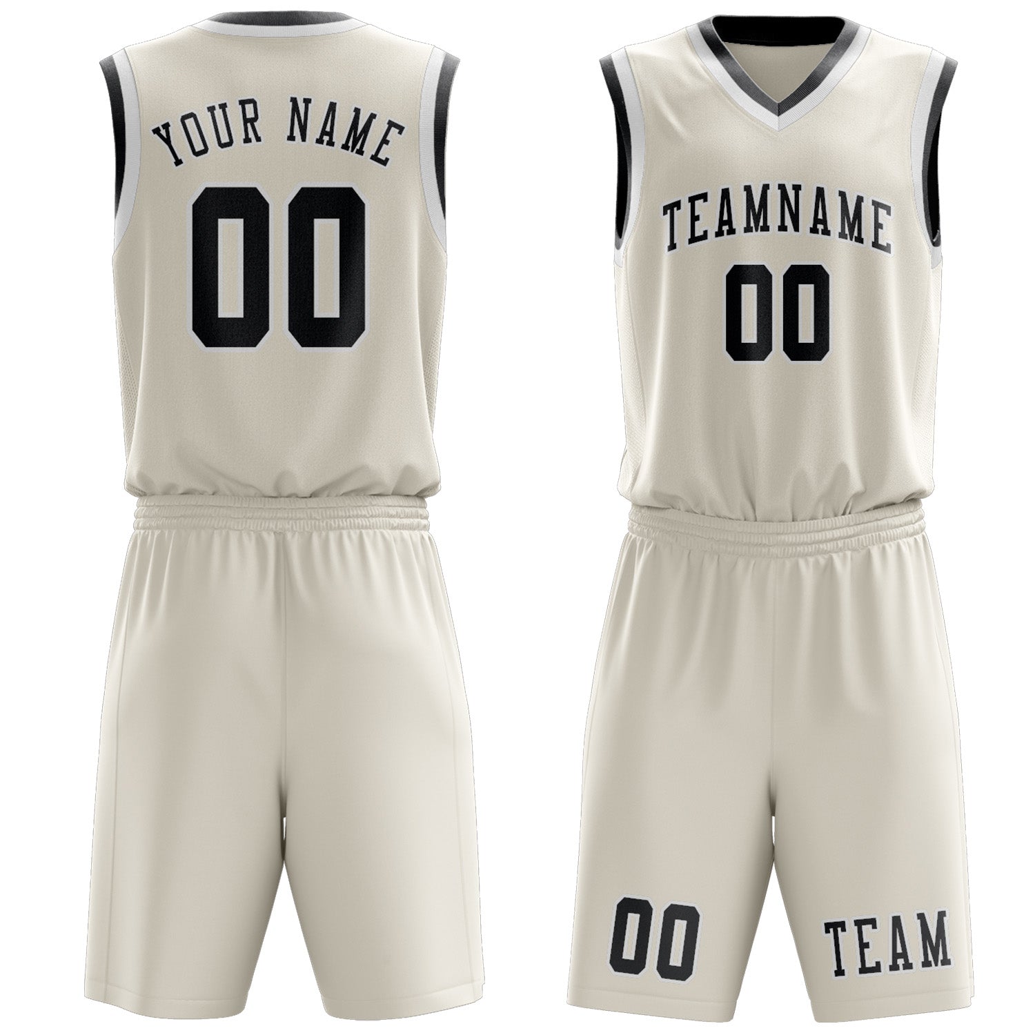 Benutzerdefiniertes Professionelles Beige Dunkelgrau Basketballtrikot-Set