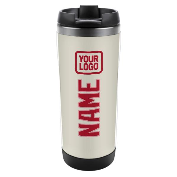 Tazza personalizzata in acciaio inossidabile beige rosso