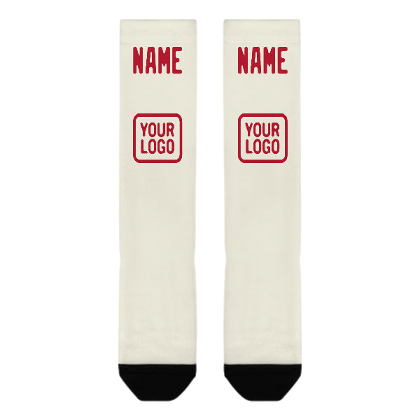 Maßgeschneidertes Beige Rot Kniestrümpfe