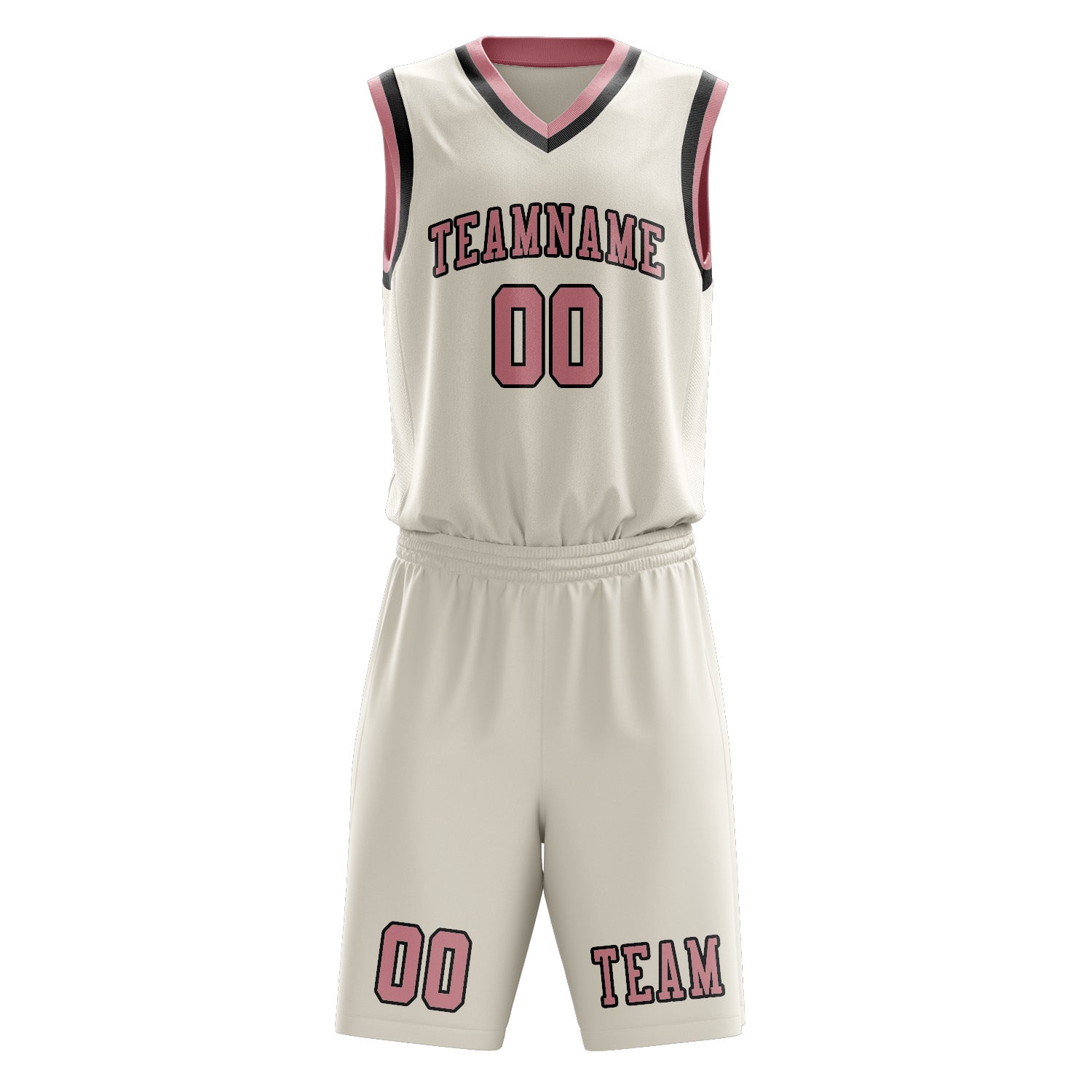 Benutzerdefiniertes Professionelles Beige Rosa Basketballtrikot-Set
