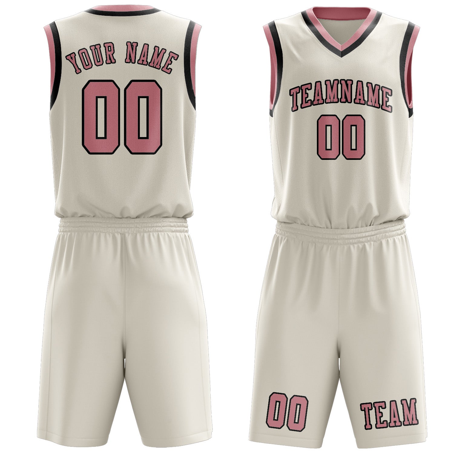 Benutzerdefiniertes Professionelles Beige Rosa Basketballtrikot-Set