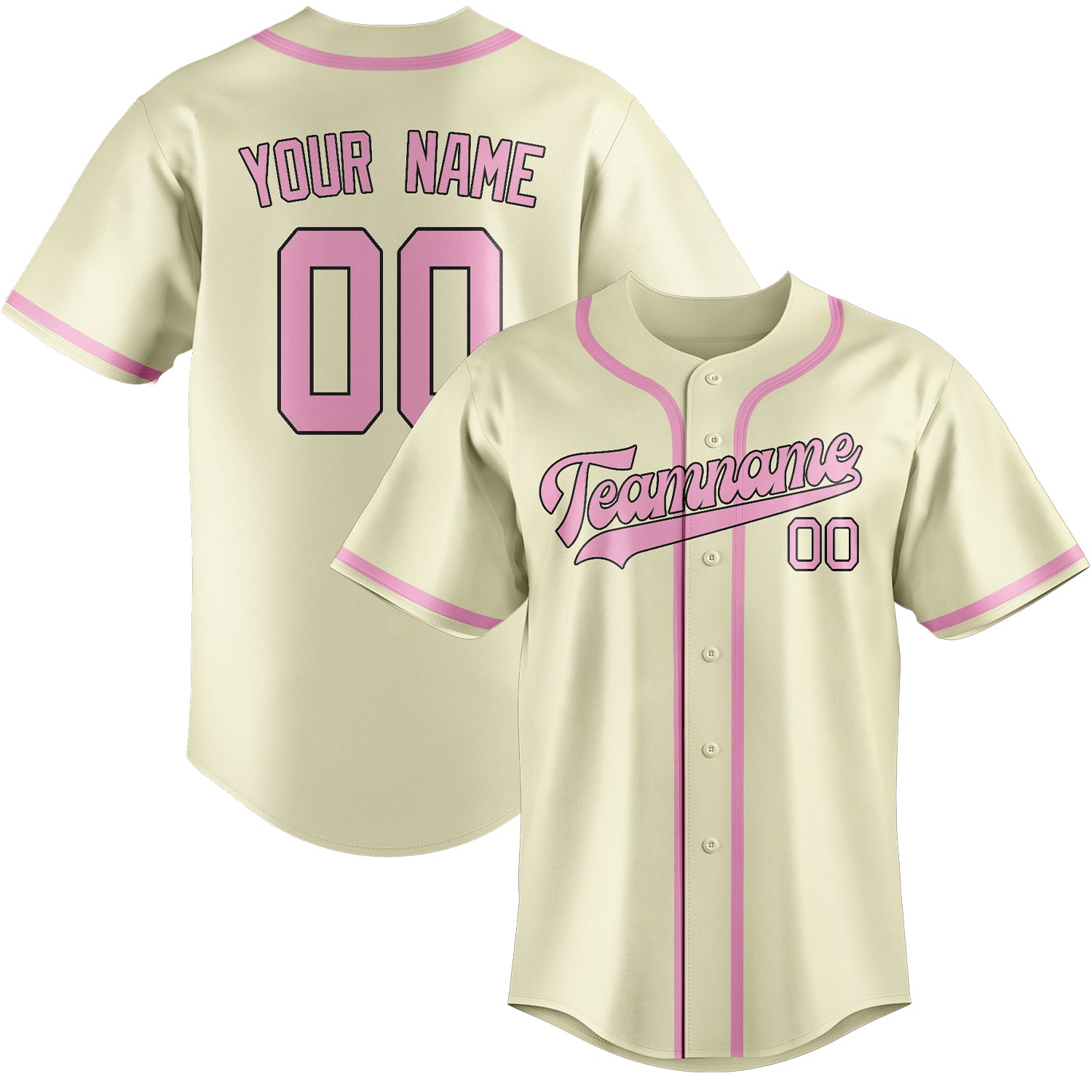 Benutzerdefiniertes Professionelles Beige Rosa Baseballtrikot