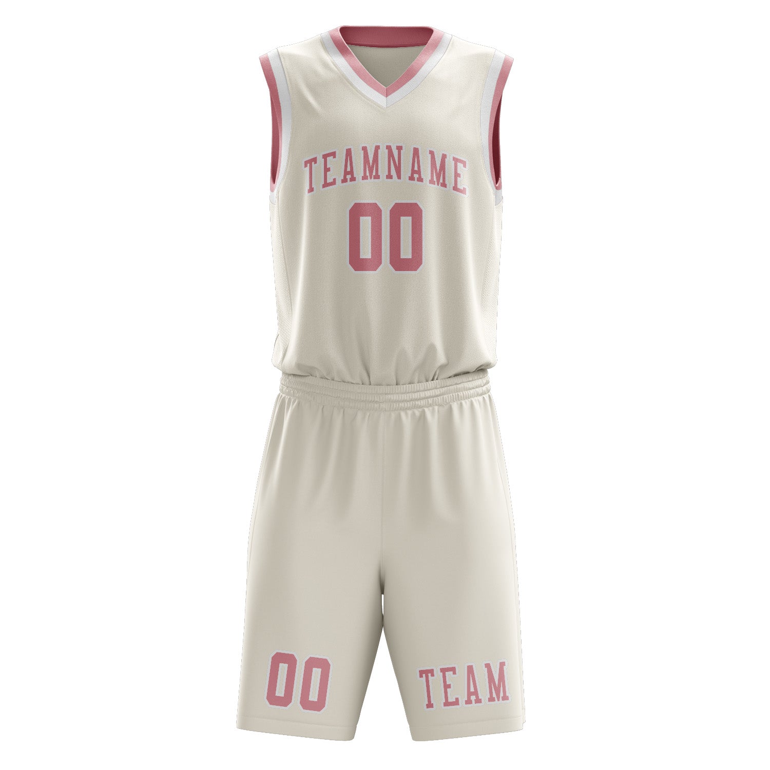 Benutzerdefiniertes Professionelles Beige Rosa Basketballtrikot-Set
