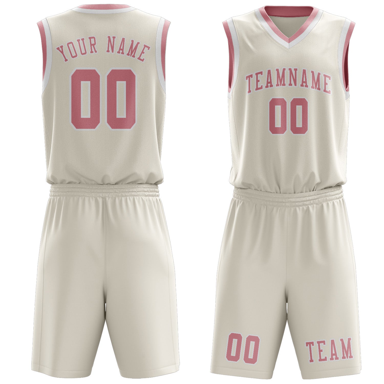 Benutzerdefiniertes Professionelles Beige Rosa Basketballtrikot-Set