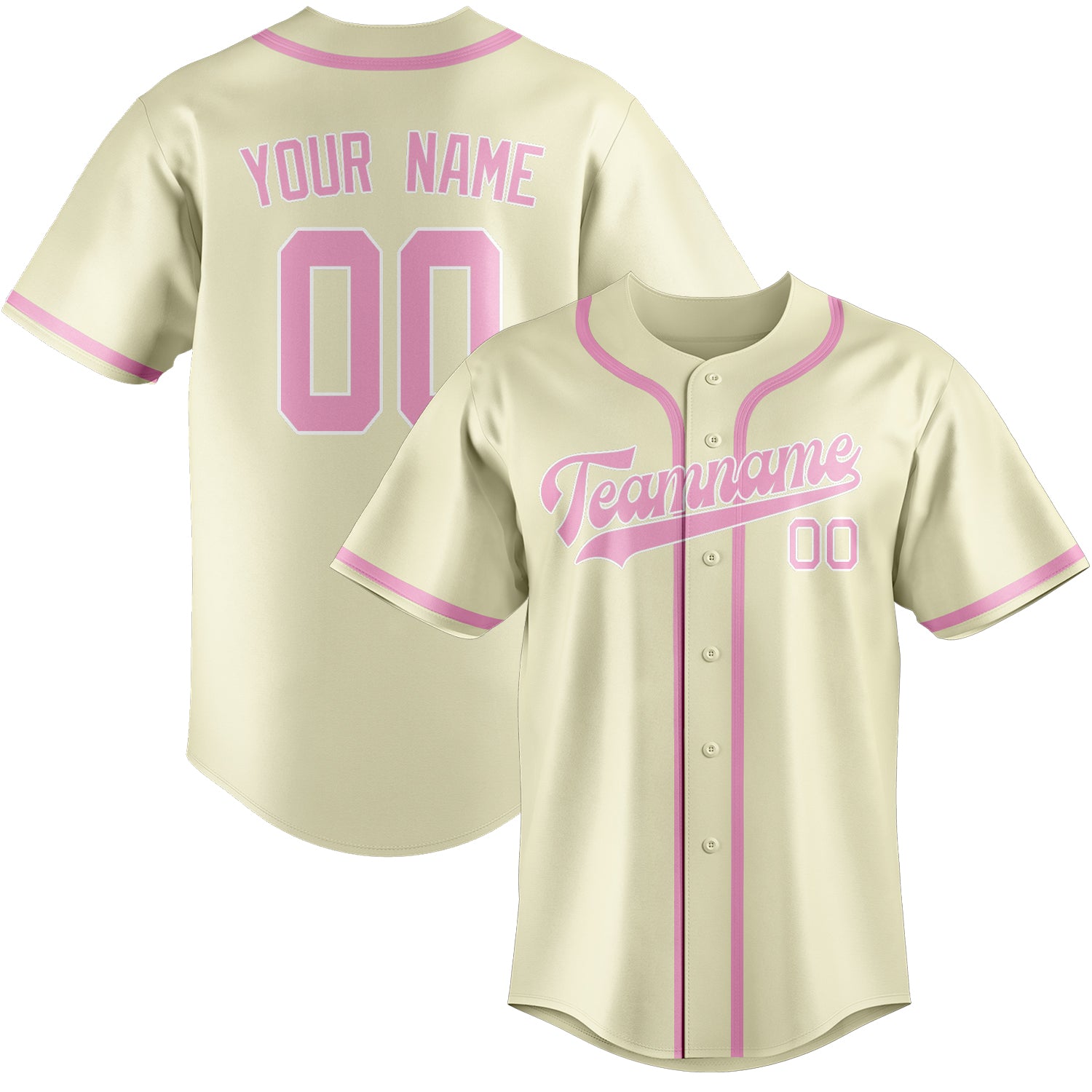 Benutzerdefiniertes Professionelles Beige Rosa Baseballtrikot