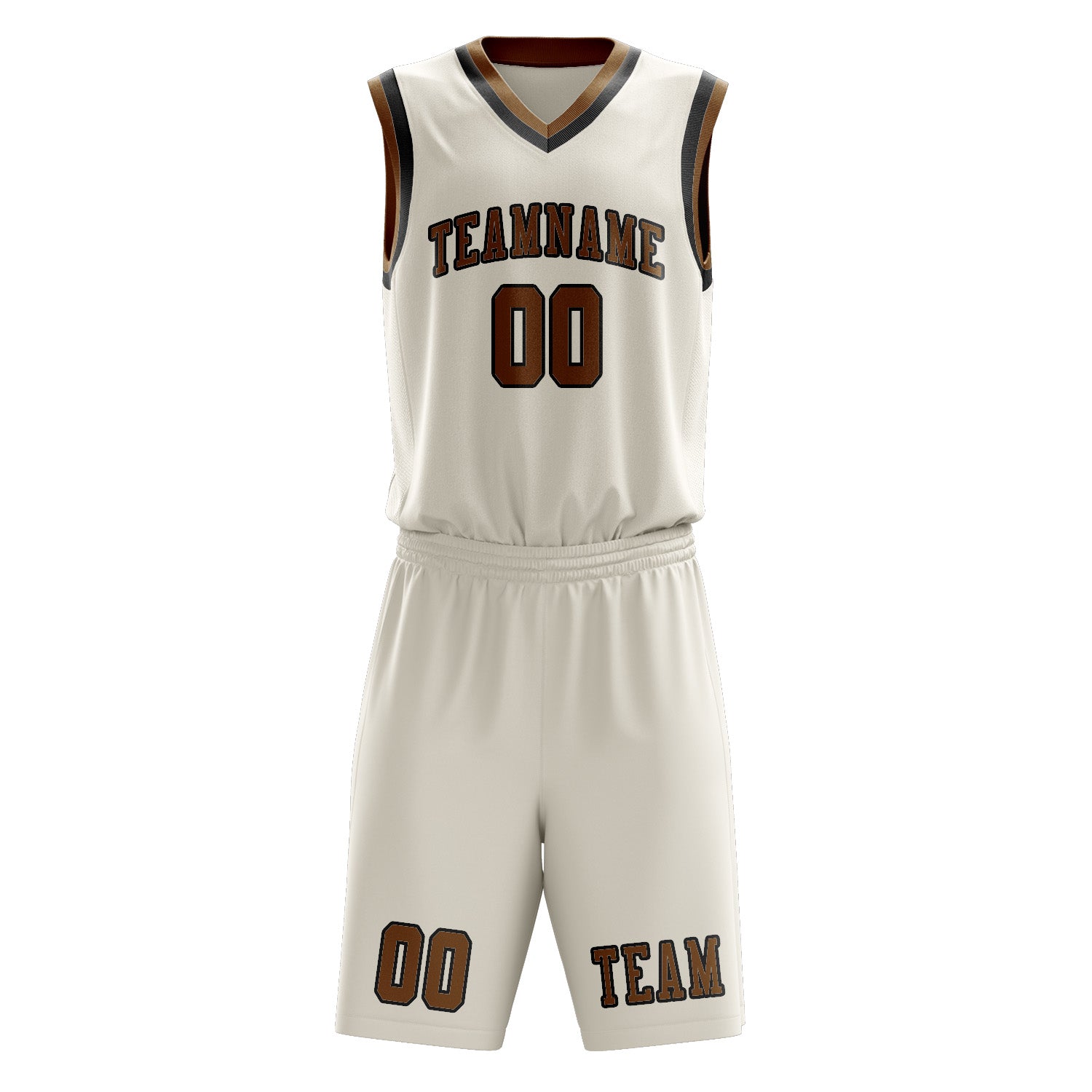 Benutzerdefiniertes Professionelles Beige Khaki Basketballtrikot-Set