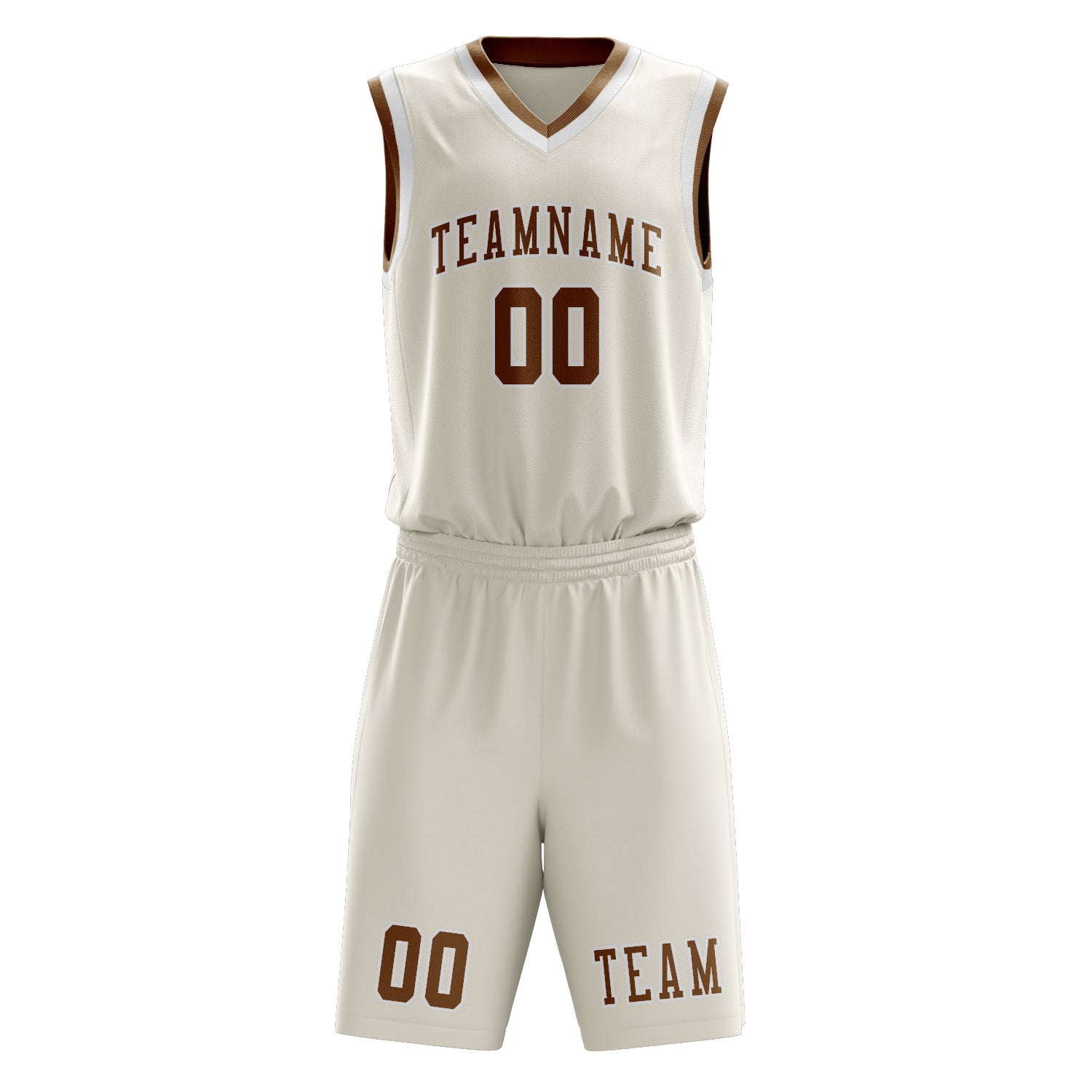 Benutzerdefiniertes Professionelles Beige Khaki Basketballtrikot-Set