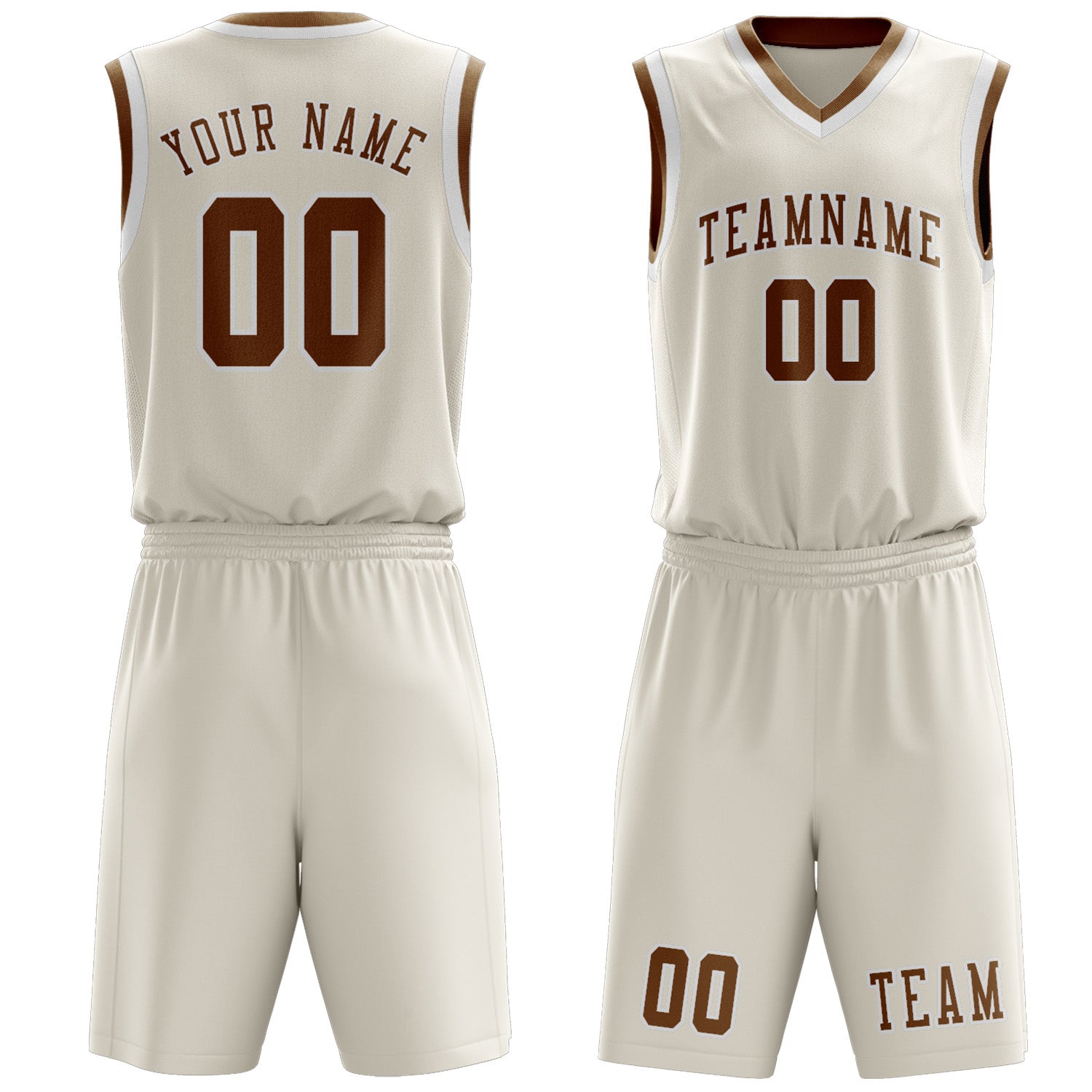Benutzerdefiniertes Professionelles Beige Khaki Basketballtrikot-Set