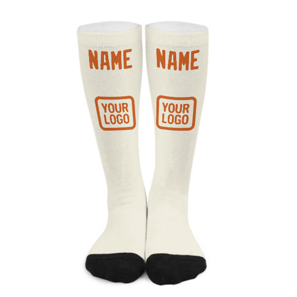 Maßgeschneidertes Beige Orange Kniestrümpfe