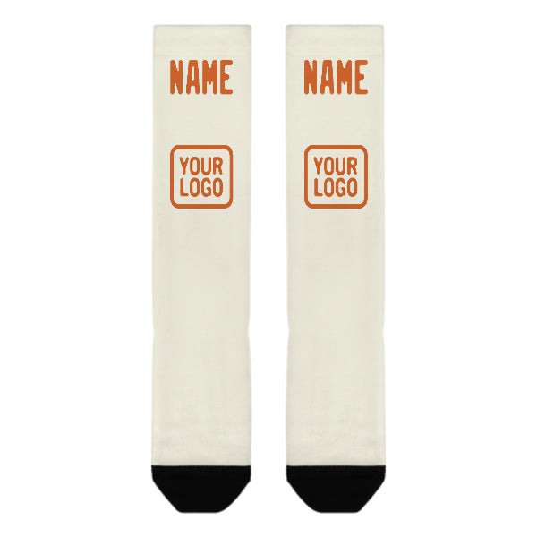 Maßgeschneidertes Beige Orange Kniestrümpfe