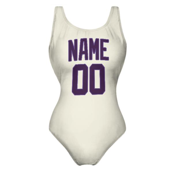 Maillot de bain beige violet sur mesure