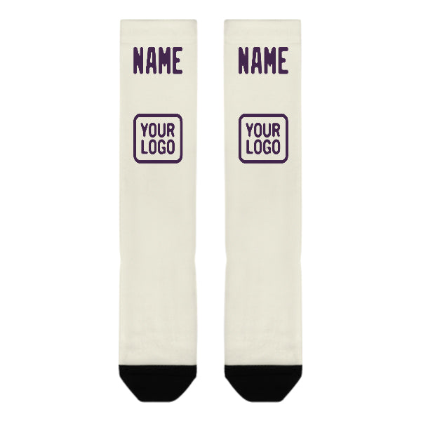Maßgeschneidertes Beige Lila Kniestrümpfe