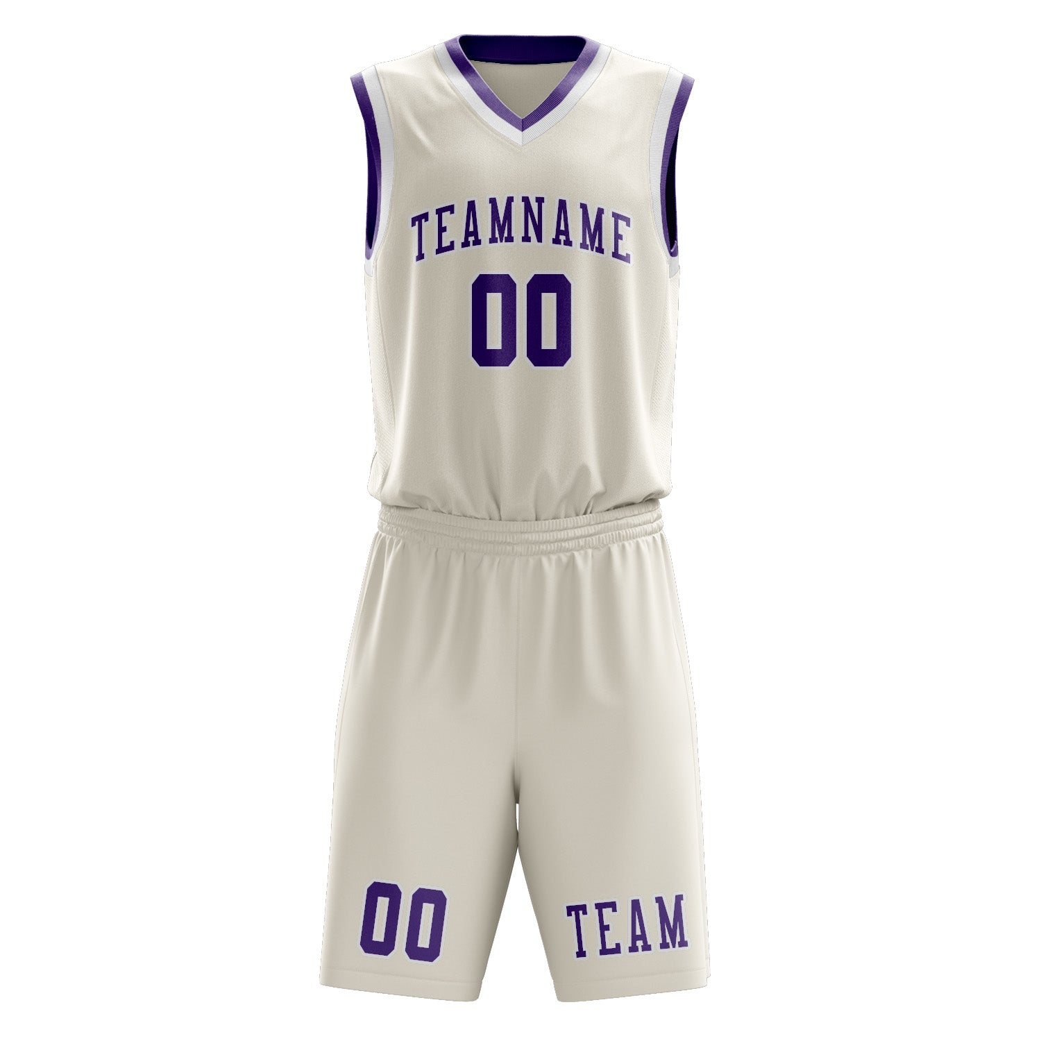 Benutzerdefiniertes Professionelles Beige Lavendel Basketballtrikot-Set