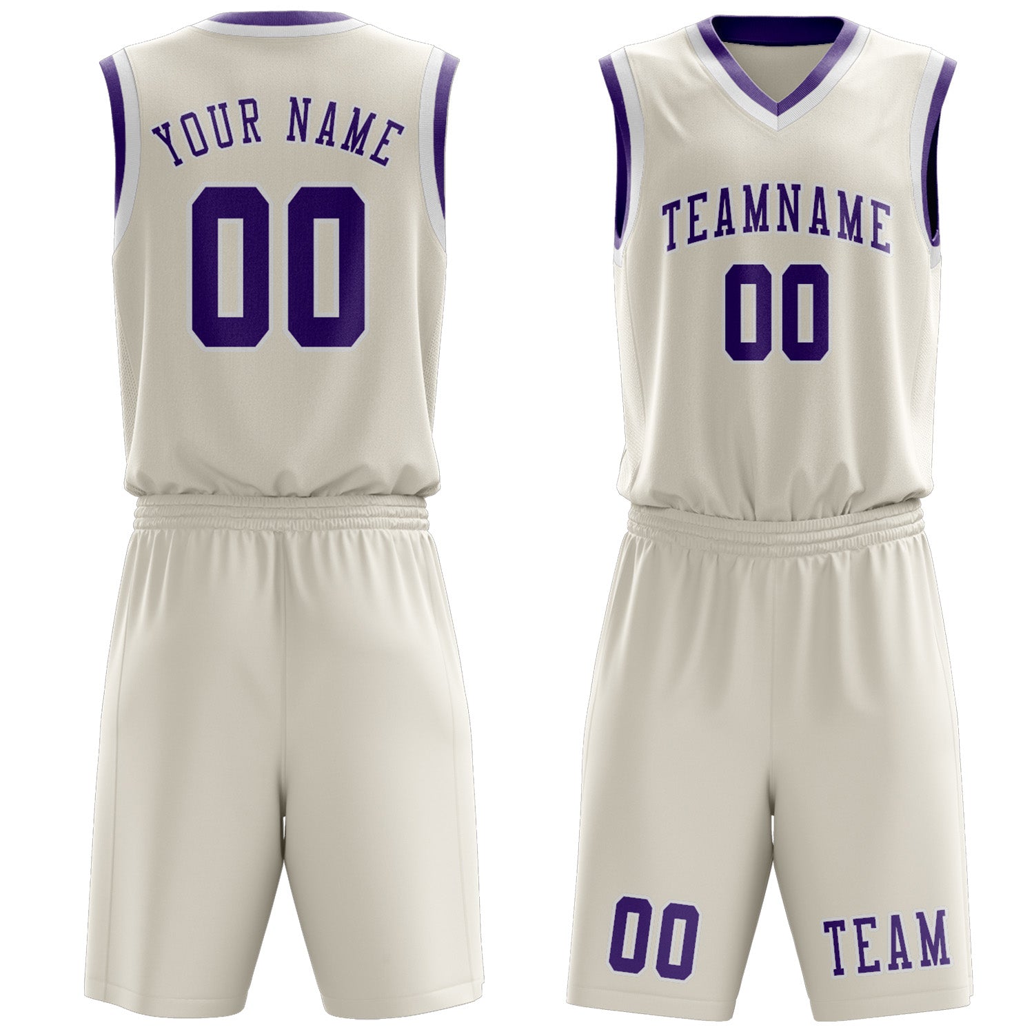 Benutzerdefiniertes Professionelles Beige Lavendel Basketballtrikot-Set