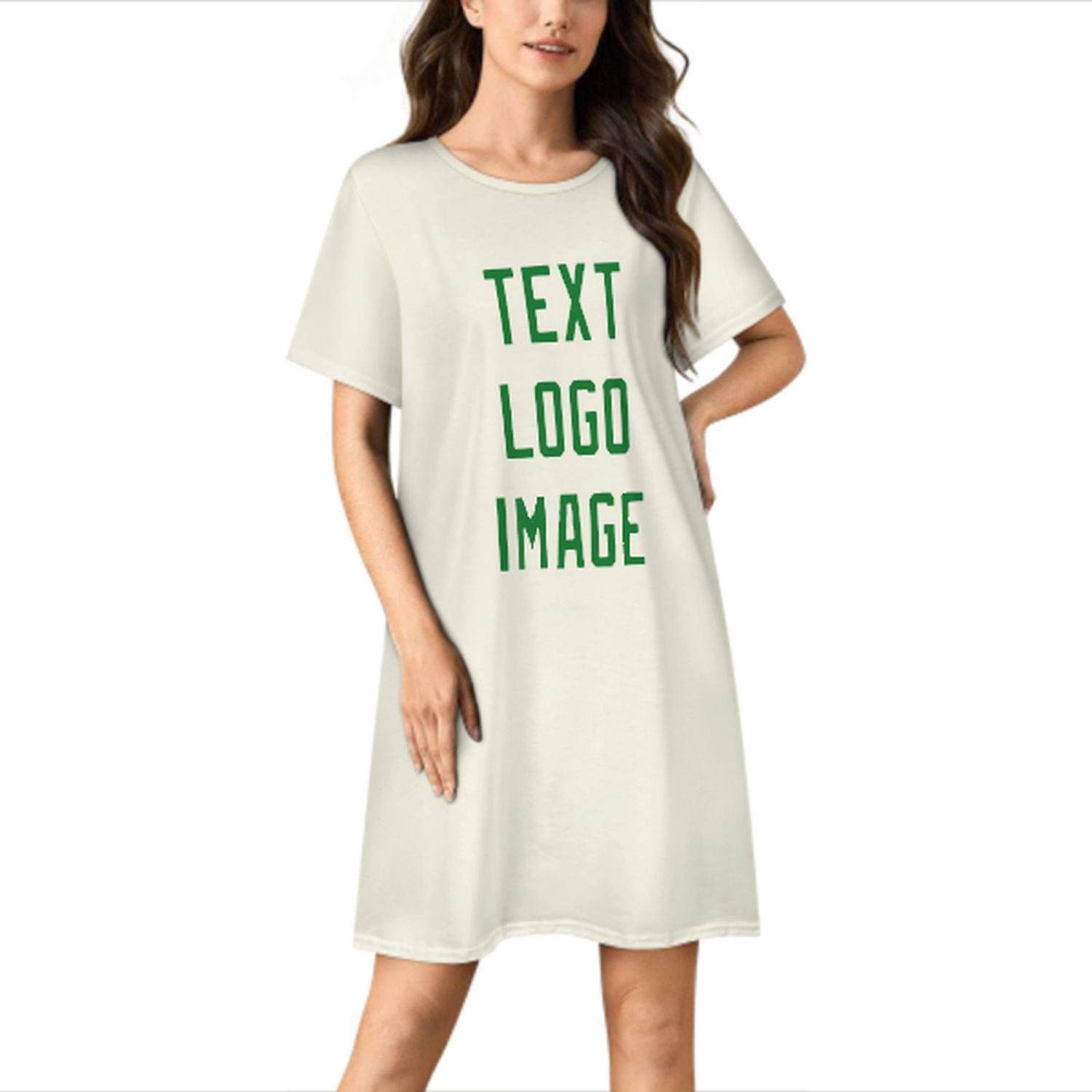 Maßgeschneidertes Beige Smaragdgrün Nachthemd